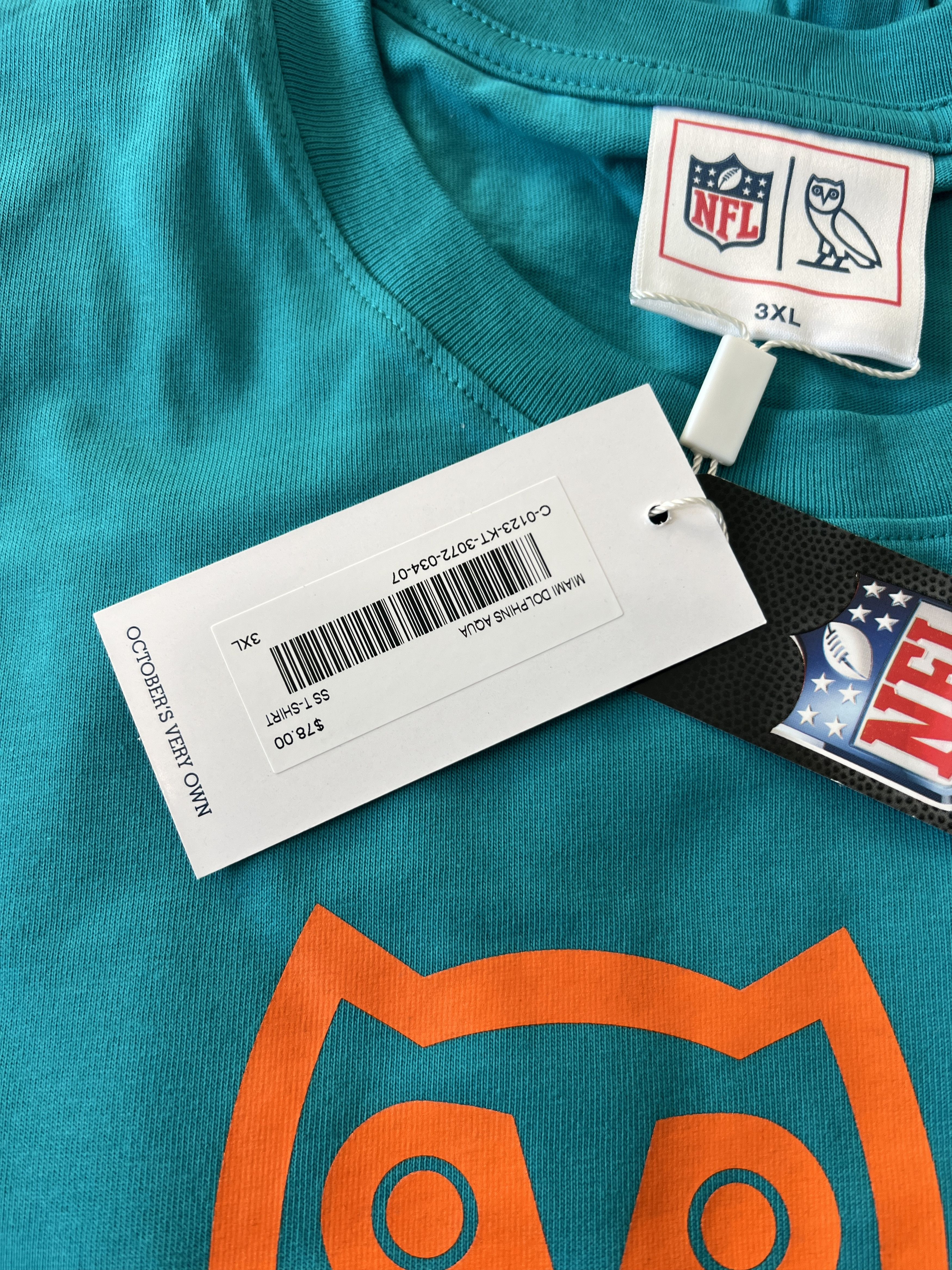Drake OVO x NFL Miami Dolphins OG Owl T-Shirt Tee XXXL Size US XXL / EU 58 / 5 - 2 Thumbnail