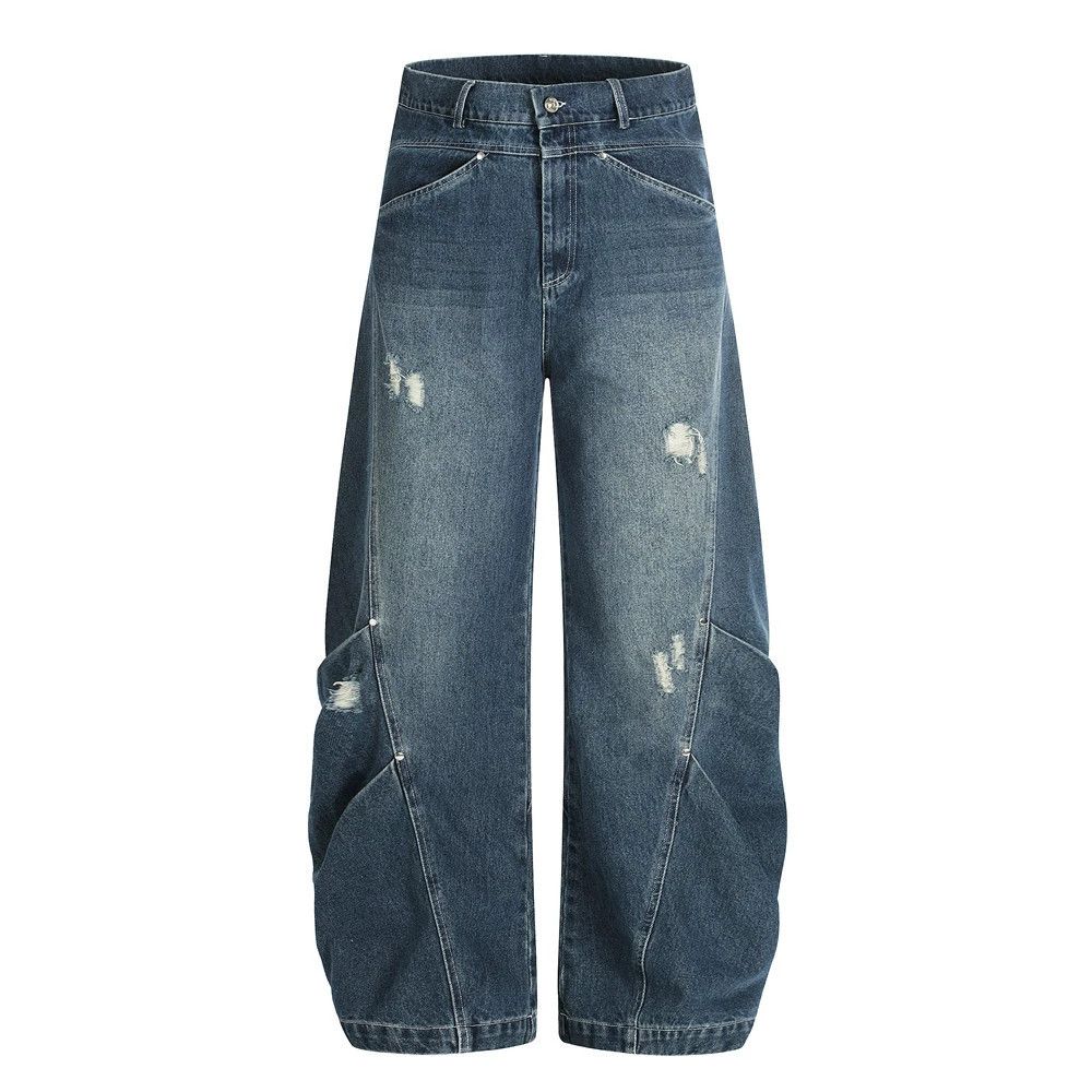 Jean Men's loose wide-leg handsome washed ripped scimitar jeans Size US 32 / EU 48 - 1 Thumbnail