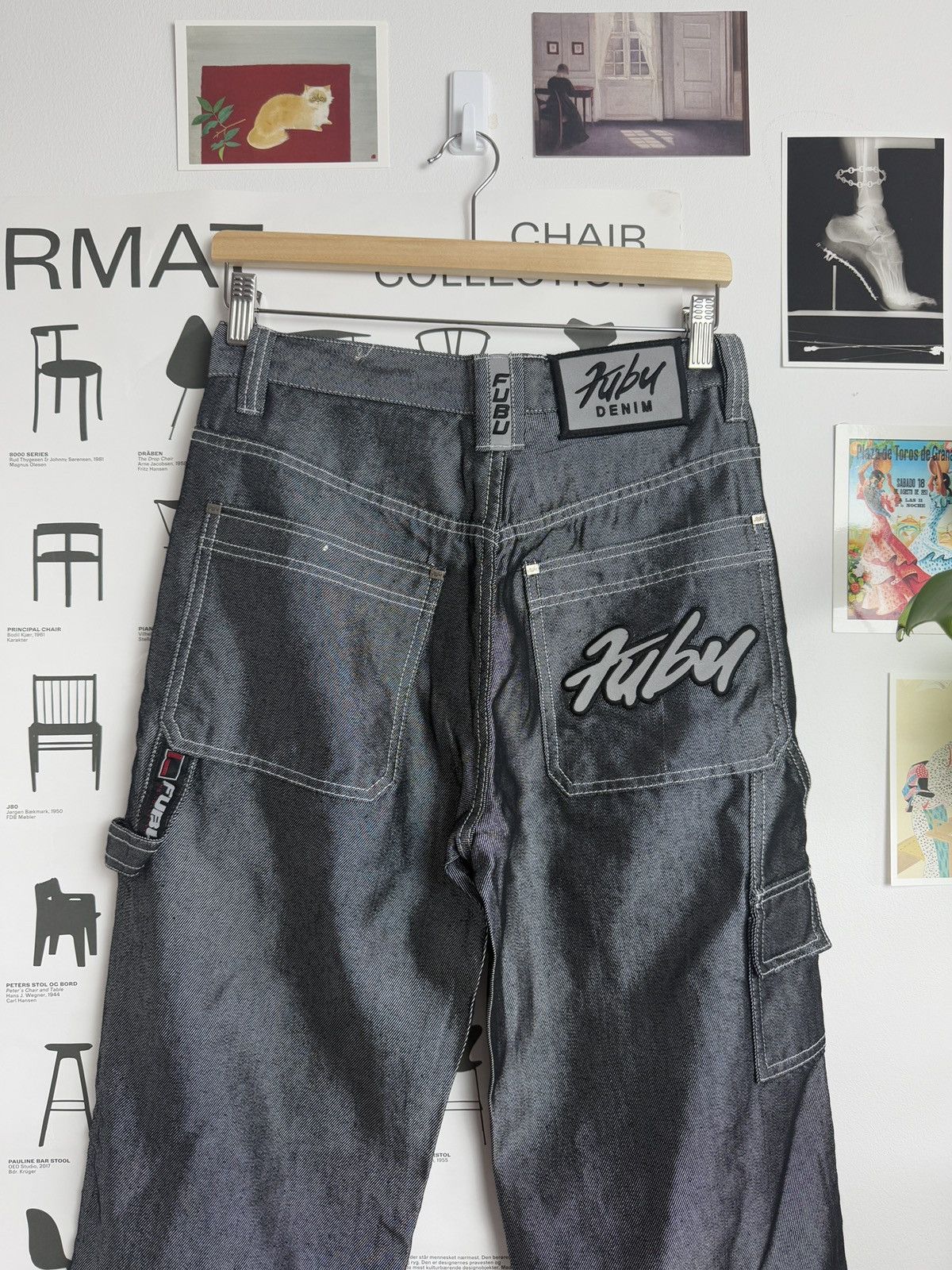 Fubu × Vintage Vintage y2k Fubu wide leg baggy carpenter metalic denim pants Size US 30 / EU 46 - 3 Thumbnail