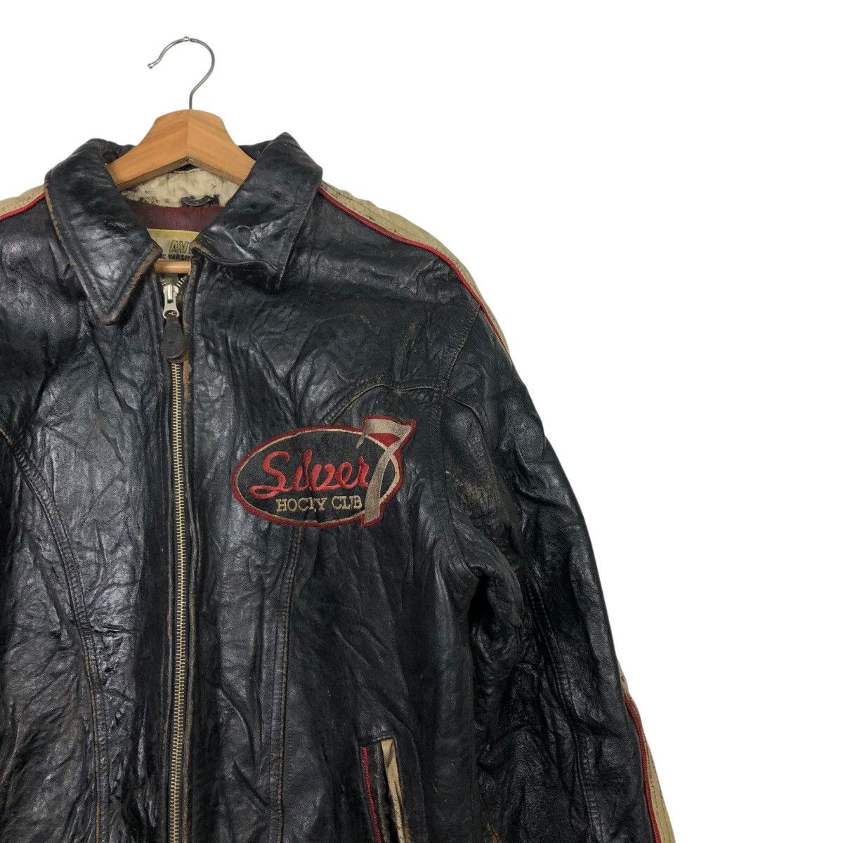 Avirex 🔥VINTAGE VARSITY LEATHER JACKET AVIREX USA SILVER HOCKEY Size US S / EU 44-46 / 1 - 4 Thumbnail