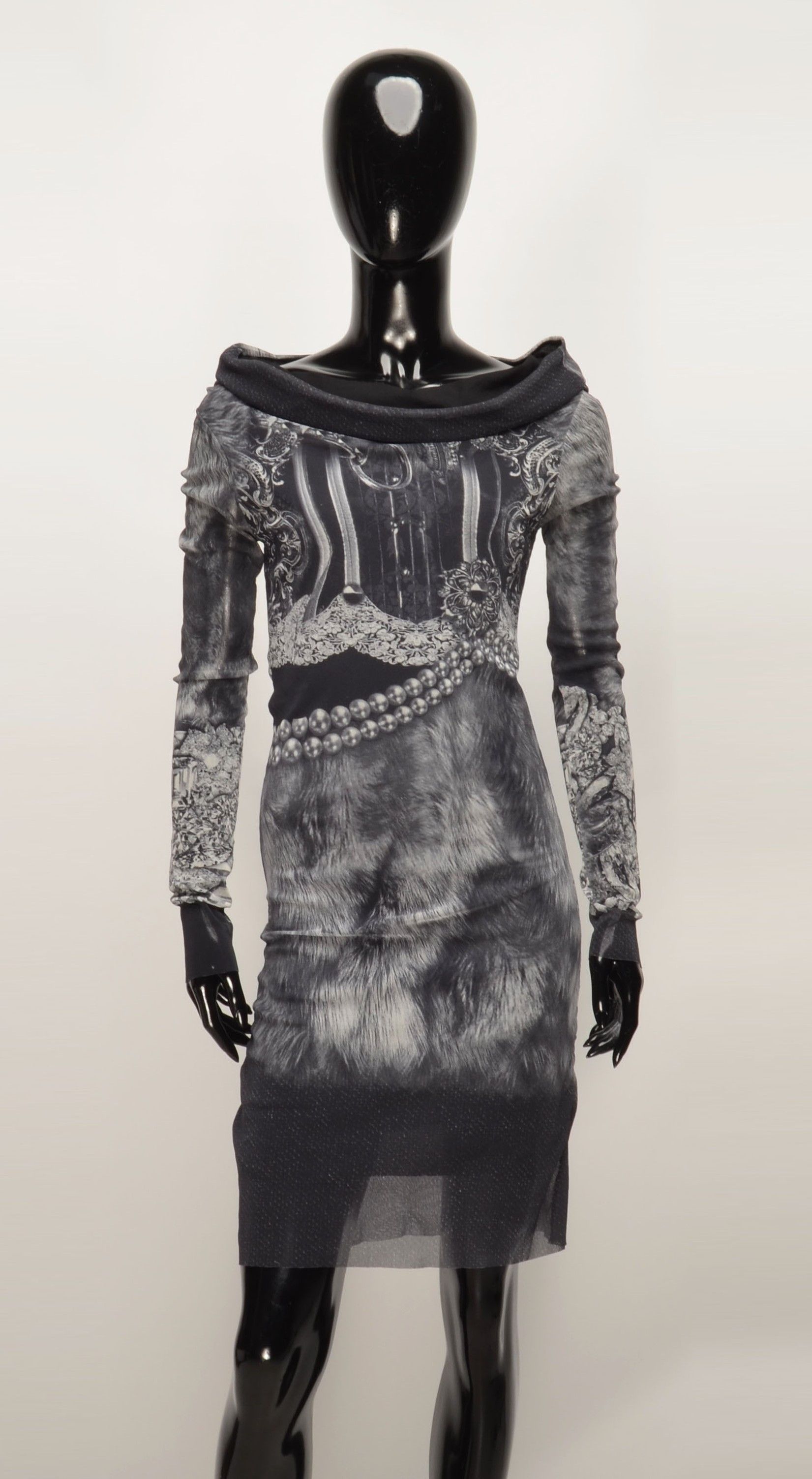 Vintage Vintage Fehu Hybris Y2K Glam Mesh Allover Print Dress Size S / US 4 / IT 40 - 1 Thumbnail