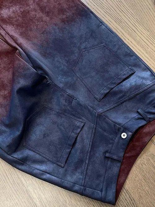 VIBE Avant garde reverse front washed pu leather gradient pants Size US 32 / EU 48 - 5 Thumbnail