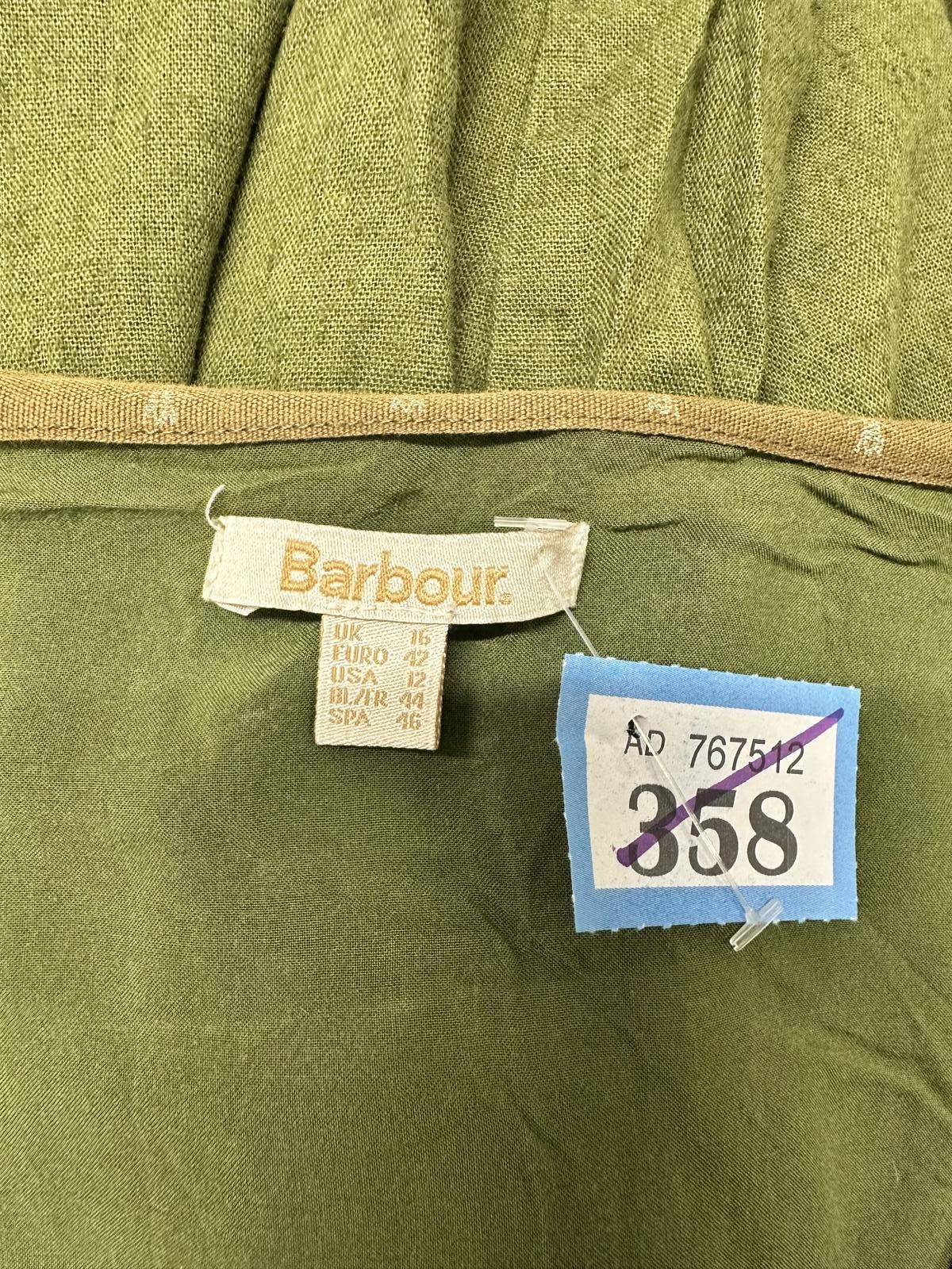 Barbour Barbour Olive Green Sleeveless Buttoned Dress with Waist Tie Size 34" / US 12 / IT 48 - 2 Thumbnail