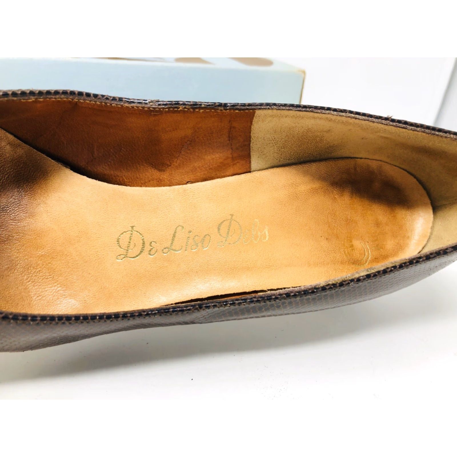 Vintage VINTAGE Deliso Brown Leather Textured Buckle Closed Toe Heels Pumps 7B MB19 Womens Size US 7 / IT 37 - 3 Thumbnail
