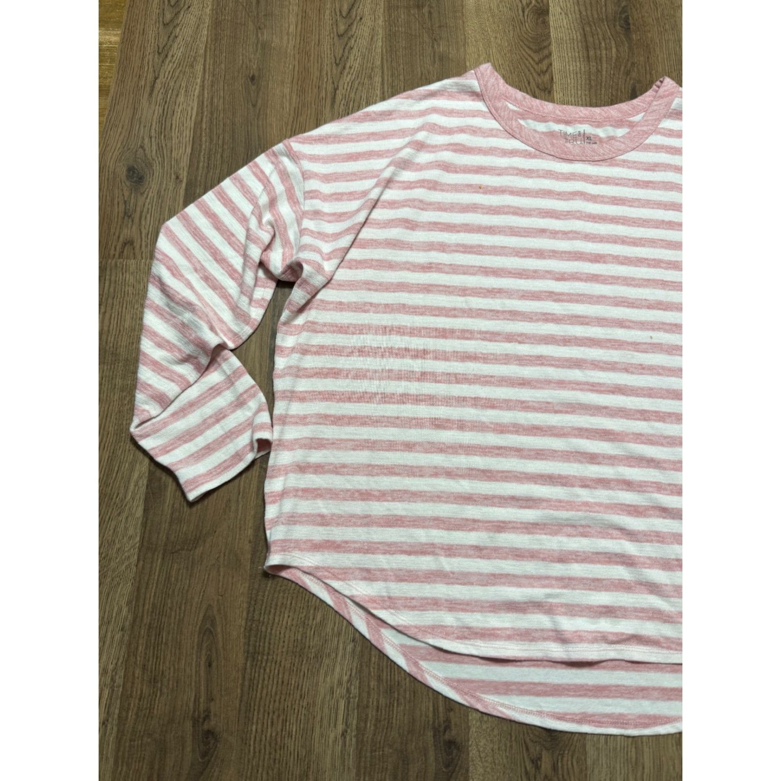 Vintage Time & Tru Shirt Women's XL Pink White Striped Long Sleeve Shirt Size XL / US 12-14 / IT 48-50 - 3 Thumbnail