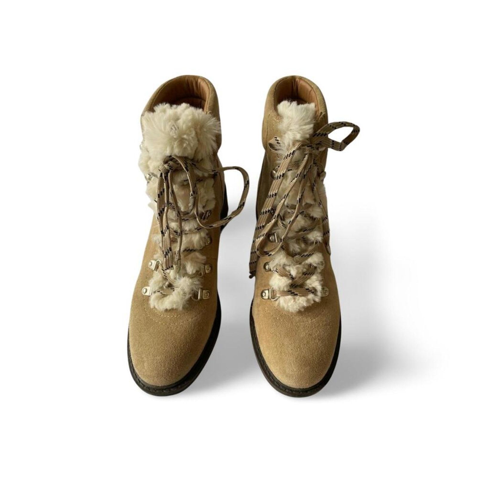 Sam Edelman Cozy Sam Edelman Suede Faux Fur Lined Lace-Up Boots Size US 8.5 / IT 38.5 - 4 Thumbnail