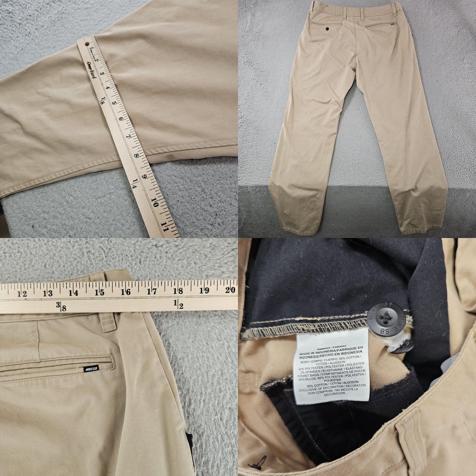 Nike Nike SB Chino Pants Mens 32 Beige Stretch Casual 937986-235 Pants Flat Front Zip Size US 32 / EU 48 - 8 Thumbnail