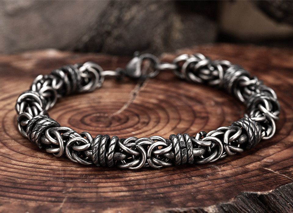 Jewelry Braided Steel Lantern Chain Bracelet Size ONE SIZE - 1 Thumbnail