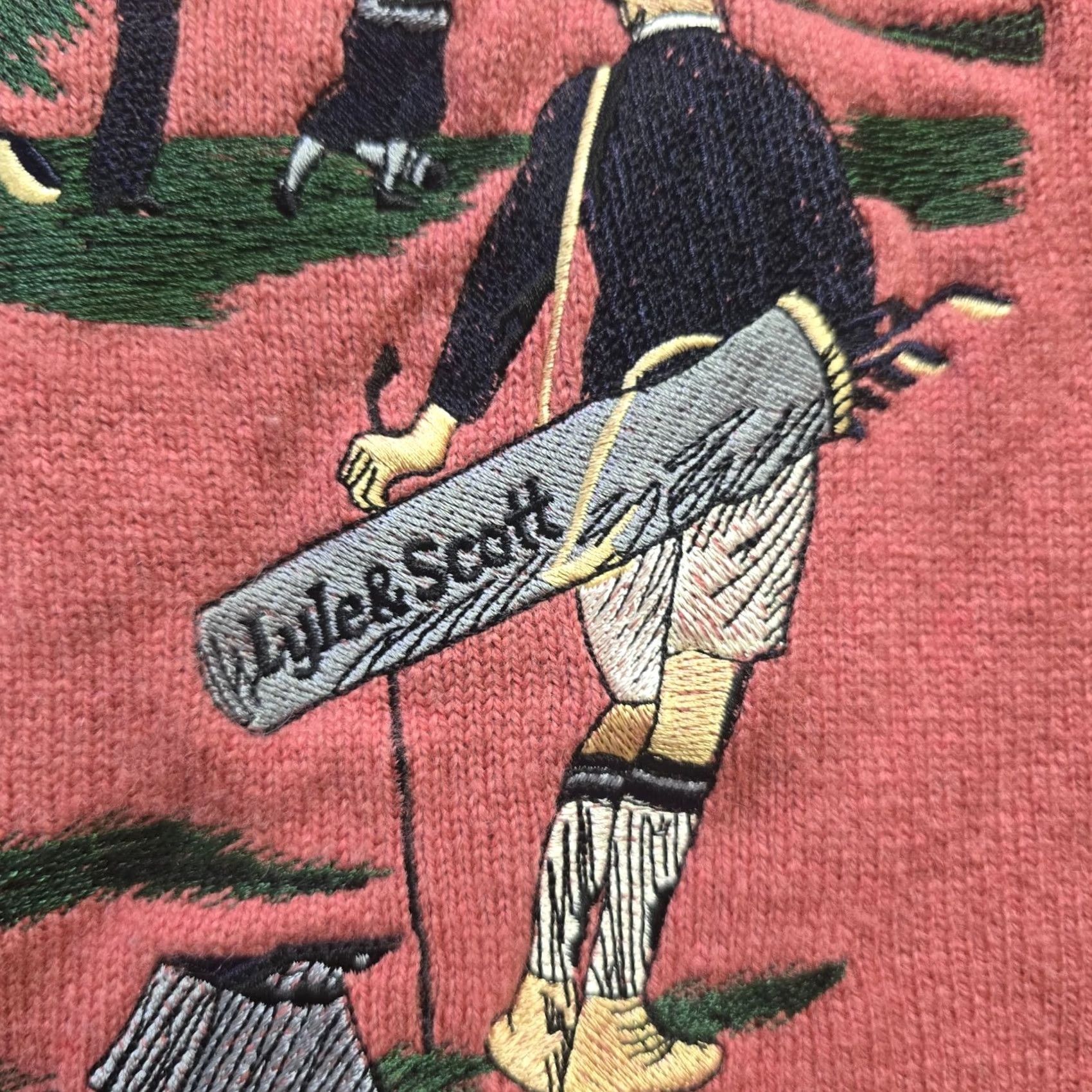 Lyle & Scott Lyle & Scott Sweater Mens Large Orange Golf Embroidered Lambswool Vintage Classic Cardigan Pullover Knit Crew Neck Long Sleeve Regular Size US L / EU 52-54 / 3 - 4 Thumbnail