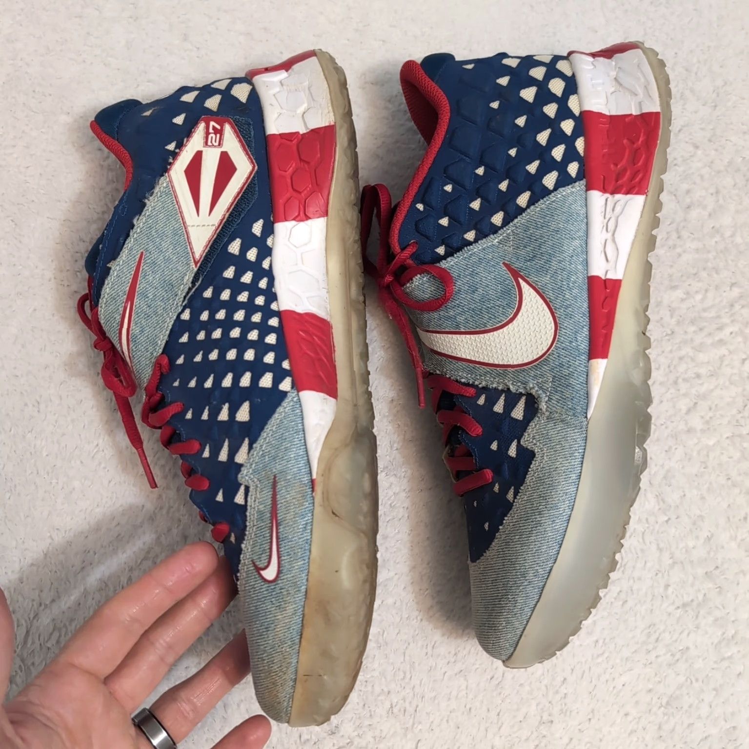 Nike Nike Force Zoom Trout 6 PRM Sneaker Men Size 11.5 Blue Suede 2020 Retro 4th July USA Flag Comfort Size US 12 / EU 45 - 4 Thumbnail