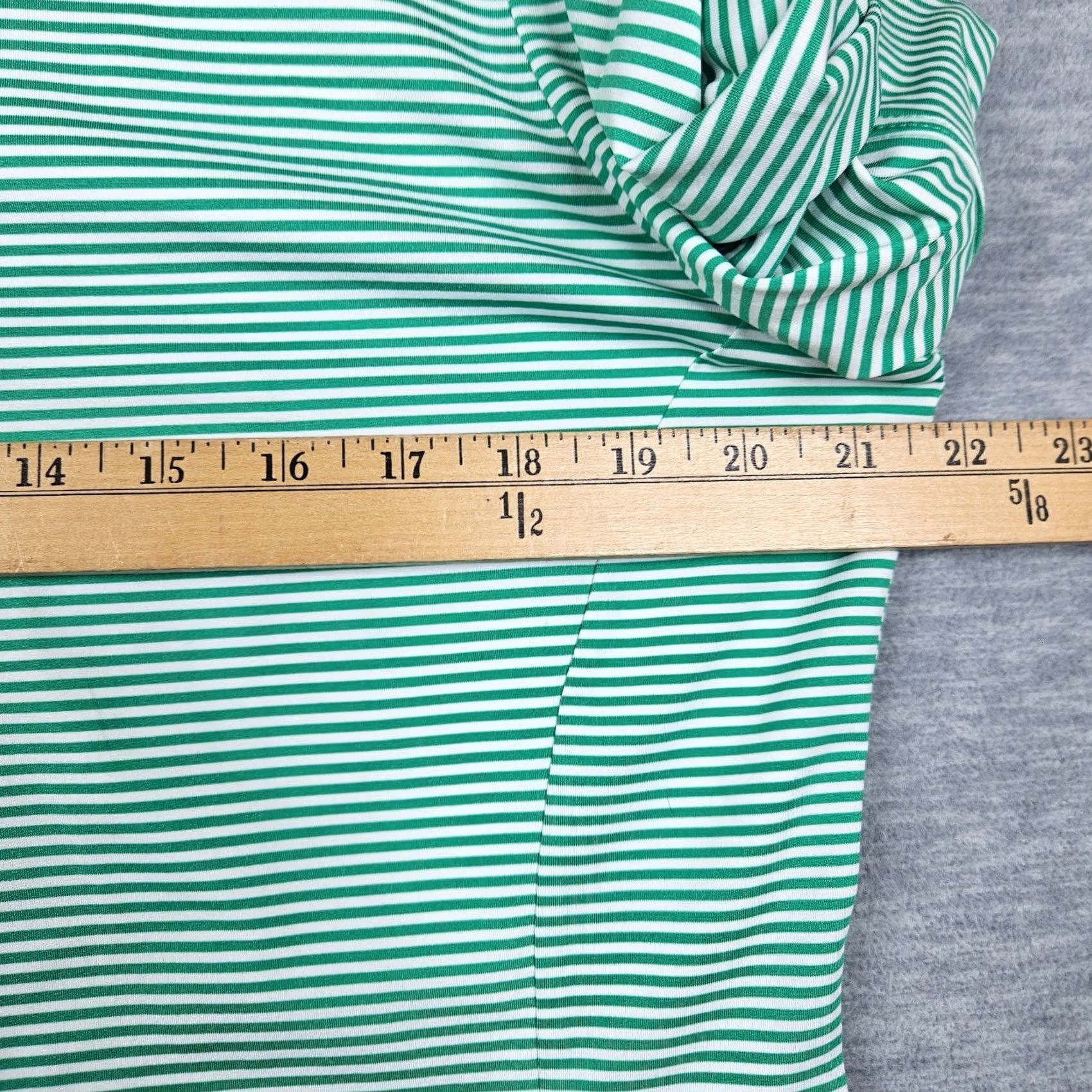 Nike Nike Dry Fit Polo Golf 1/2 Zip Stripes Green White Ruched Sleeve L Women Activewear Top Polo Size ONE SIZE - 4 Thumbnail