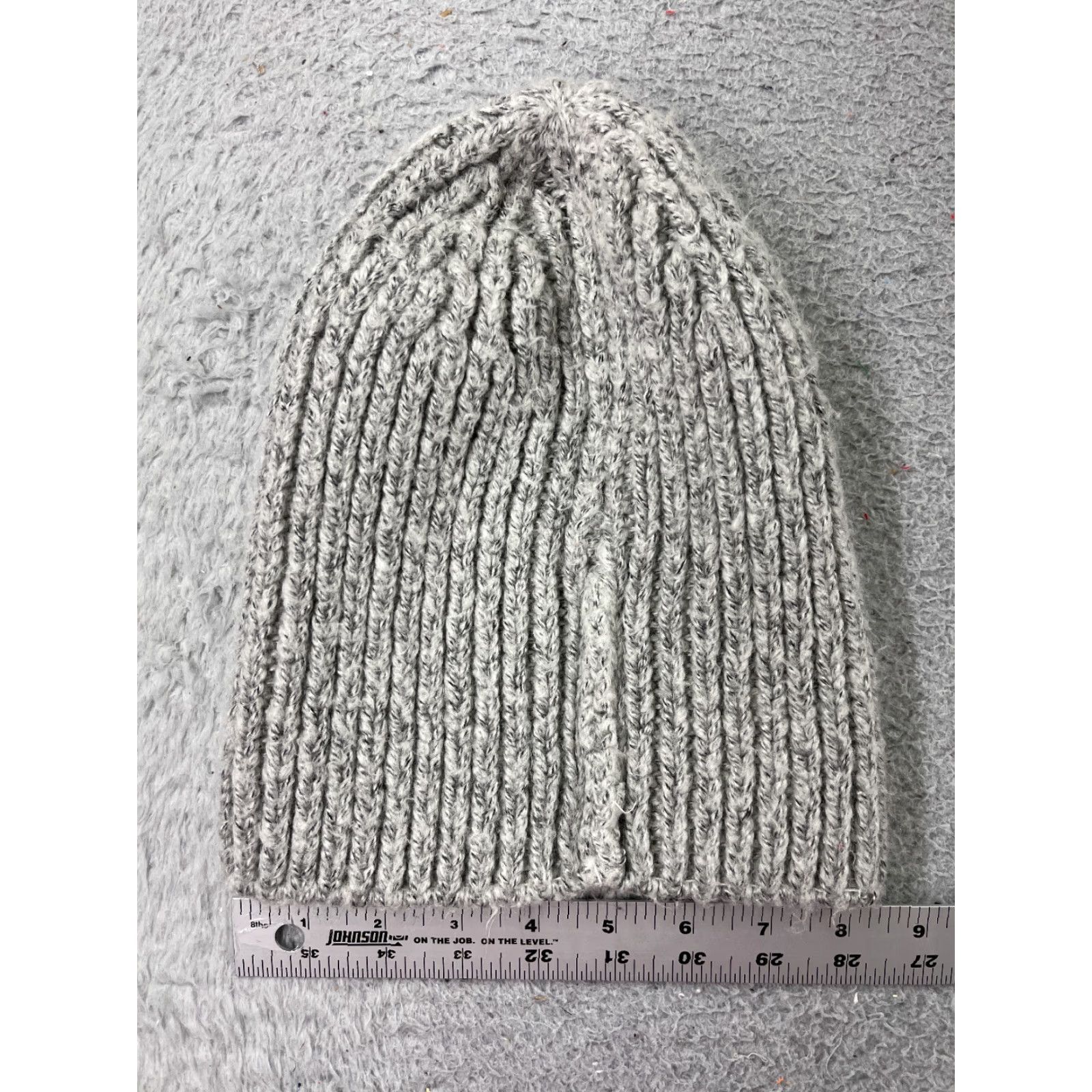 Vintage Beanie Toque Adult One Size Gray Ribbed Knit 100% Acrylic Snow Camp Winter Ski Size ONE SIZE - 2 Thumbnail