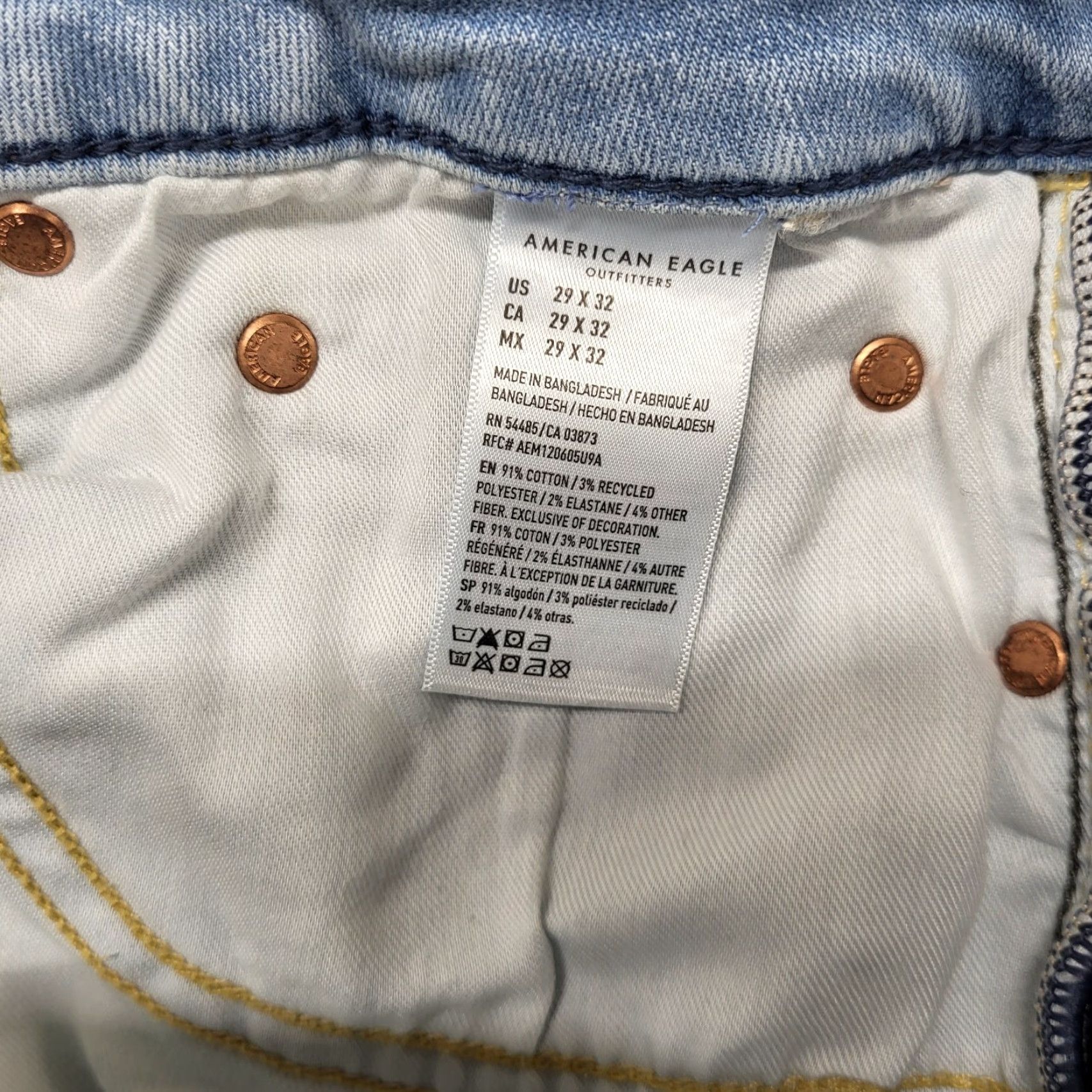 American Eagle Outfitters American Eagle Outfitters Jeans Men's 29x32 Easy Flex Skinny Mid Rise Blue Denim Distressed No Size US 29 - 2 Thumbnail
