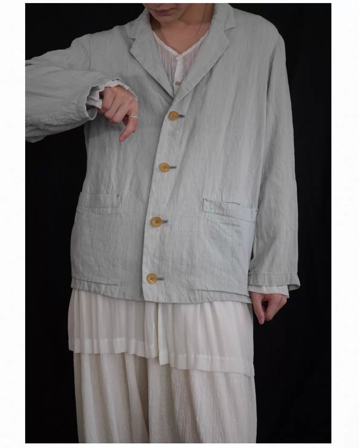 Yohji Yamamoto Y'S by Yohji Yamamoto 1990 Spring Light Blue Linen Jacket M Size M / US 6-8 / IT 42-44 - 7 Thumbnail