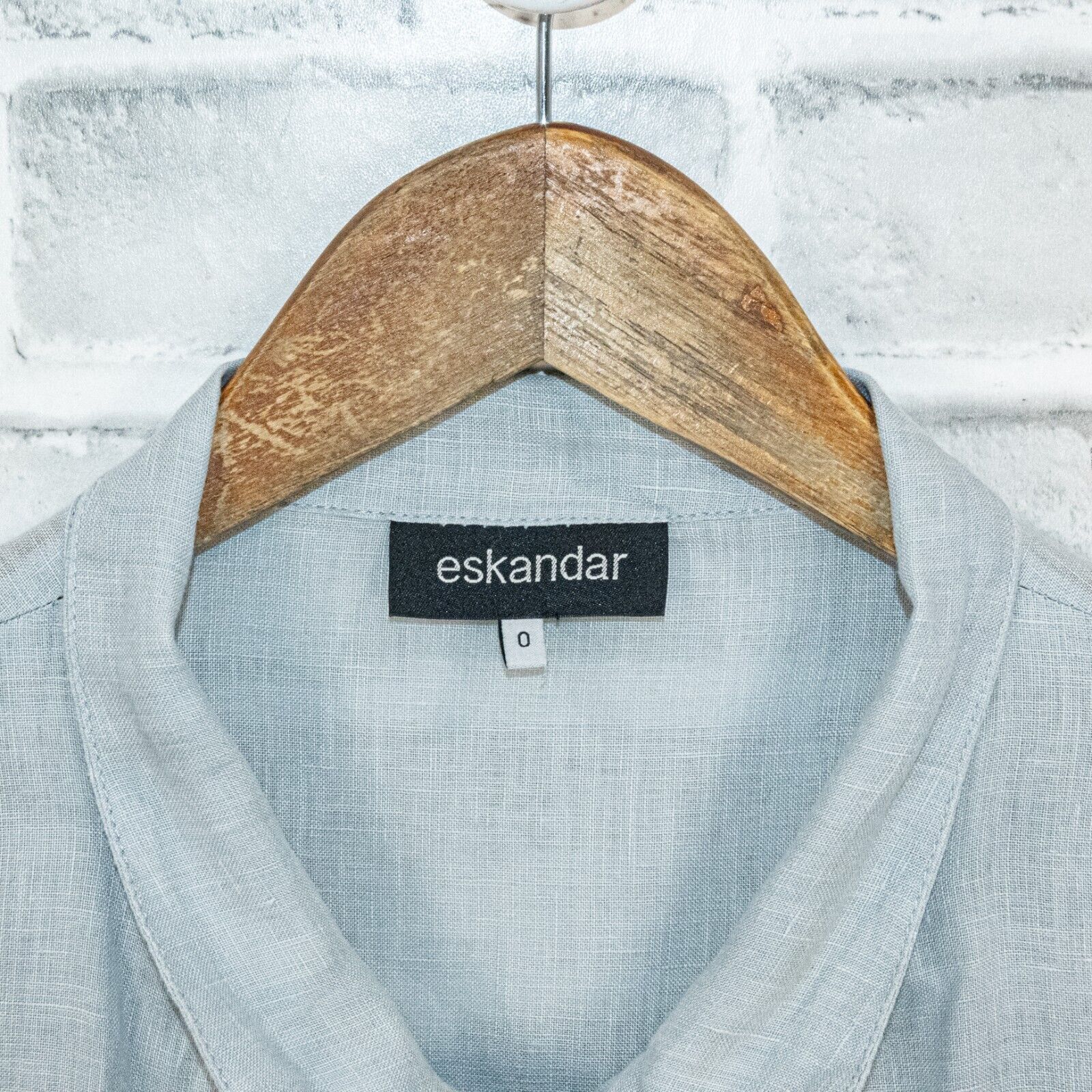 eskandar Eskandar 100% Linen Oversize Tunic Blouse with pocket blue Size ONE SIZE - 3 Thumbnail