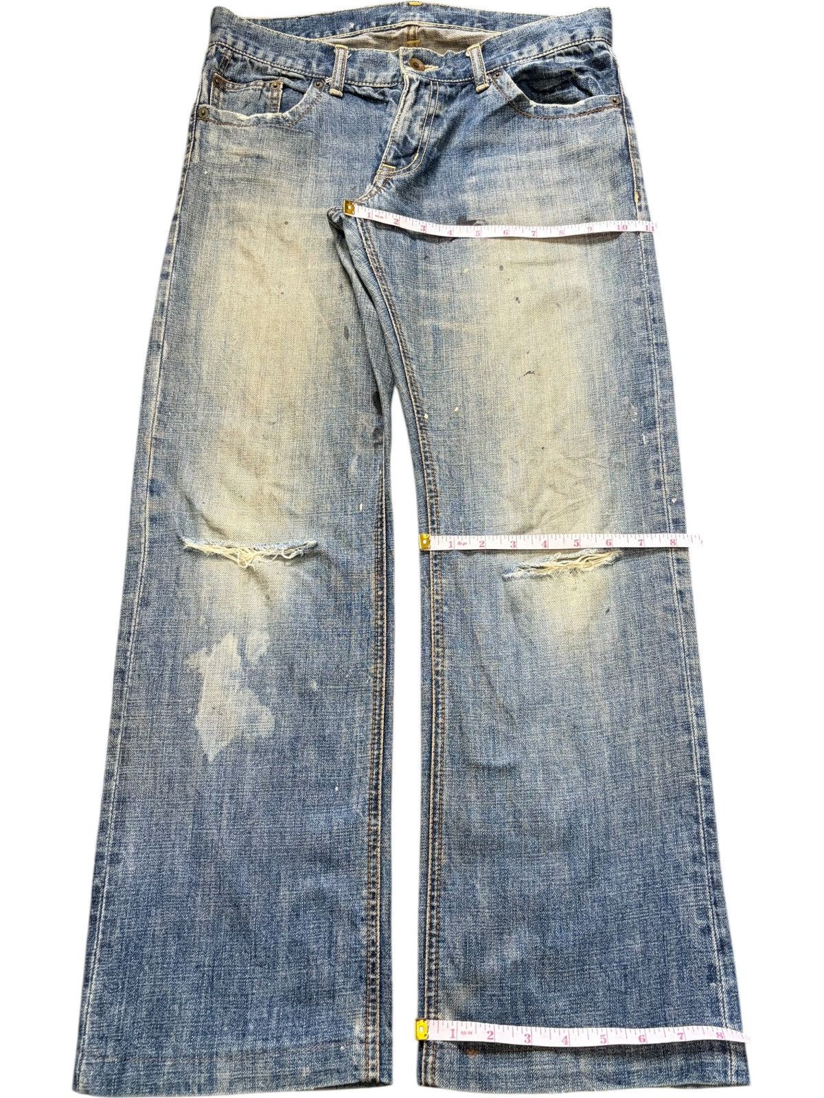 United Arrows Vintage United Arrow Mud Wash Painted Distress Loose Jeans Size 31" - 8 Thumbnail