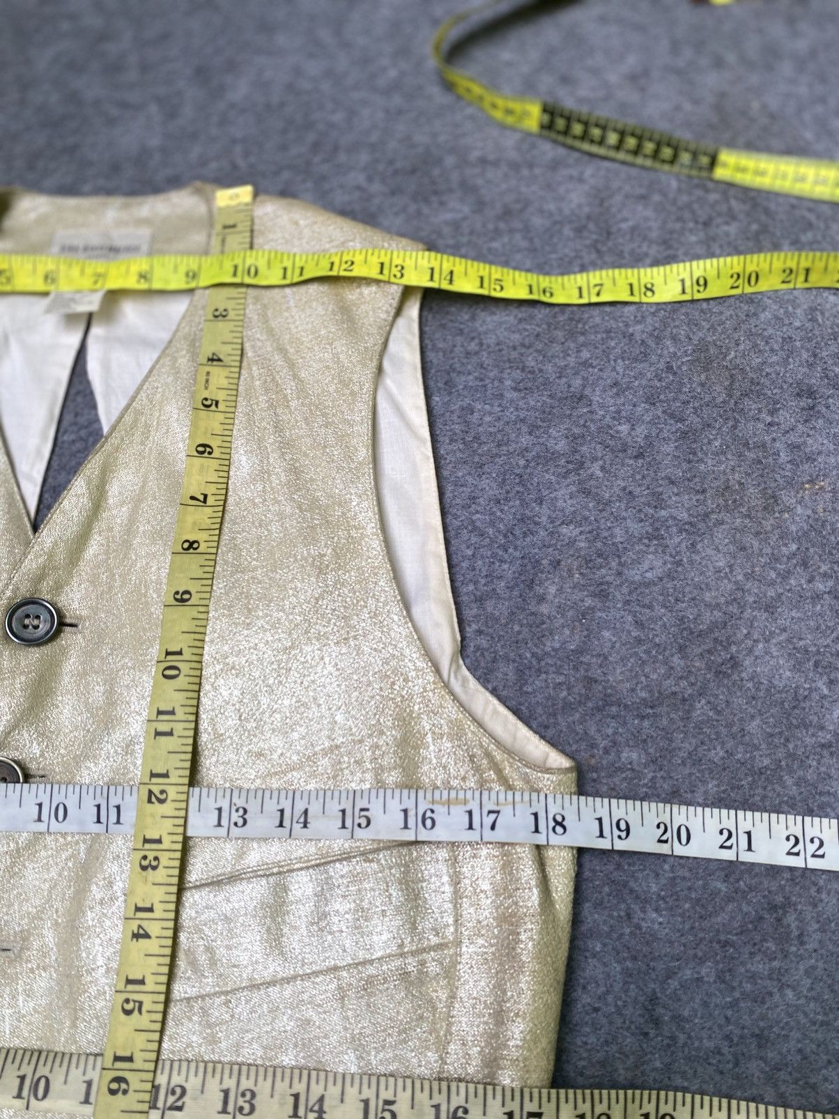 Dirk Bikkembergs Archive Dirk Bikkembergs Hommes Metallic Gold Leather Vest Size 46S - 10 Thumbnail