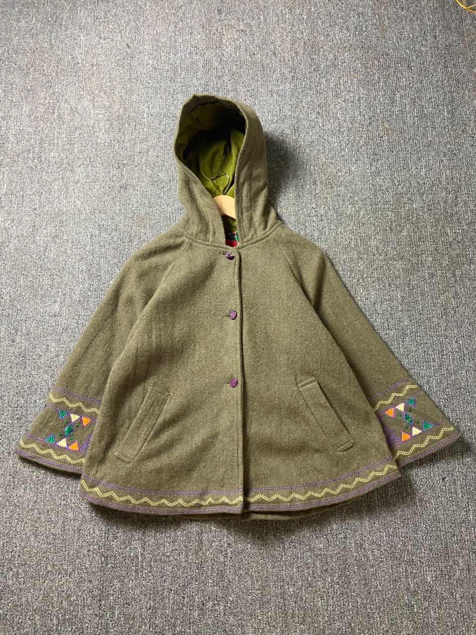 Japanese Brand Amina Wool Poncho Style Hooded Jacket (183) Size US XS / EU 42 / 0 - 1 Thumbnail
