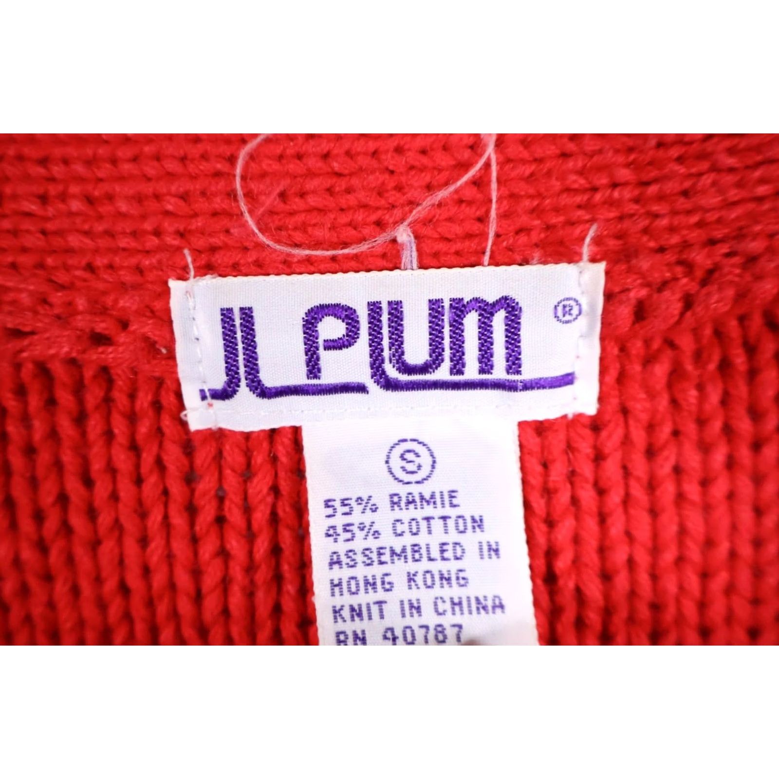 Vintage VINTAGE 90s Floral Cardigan Women's Small Red Chunky Knit Sweater JL Plum Crew Neck Long Sleeve Embroidered Size S / US 4 / IT 40 - 3 Thumbnail