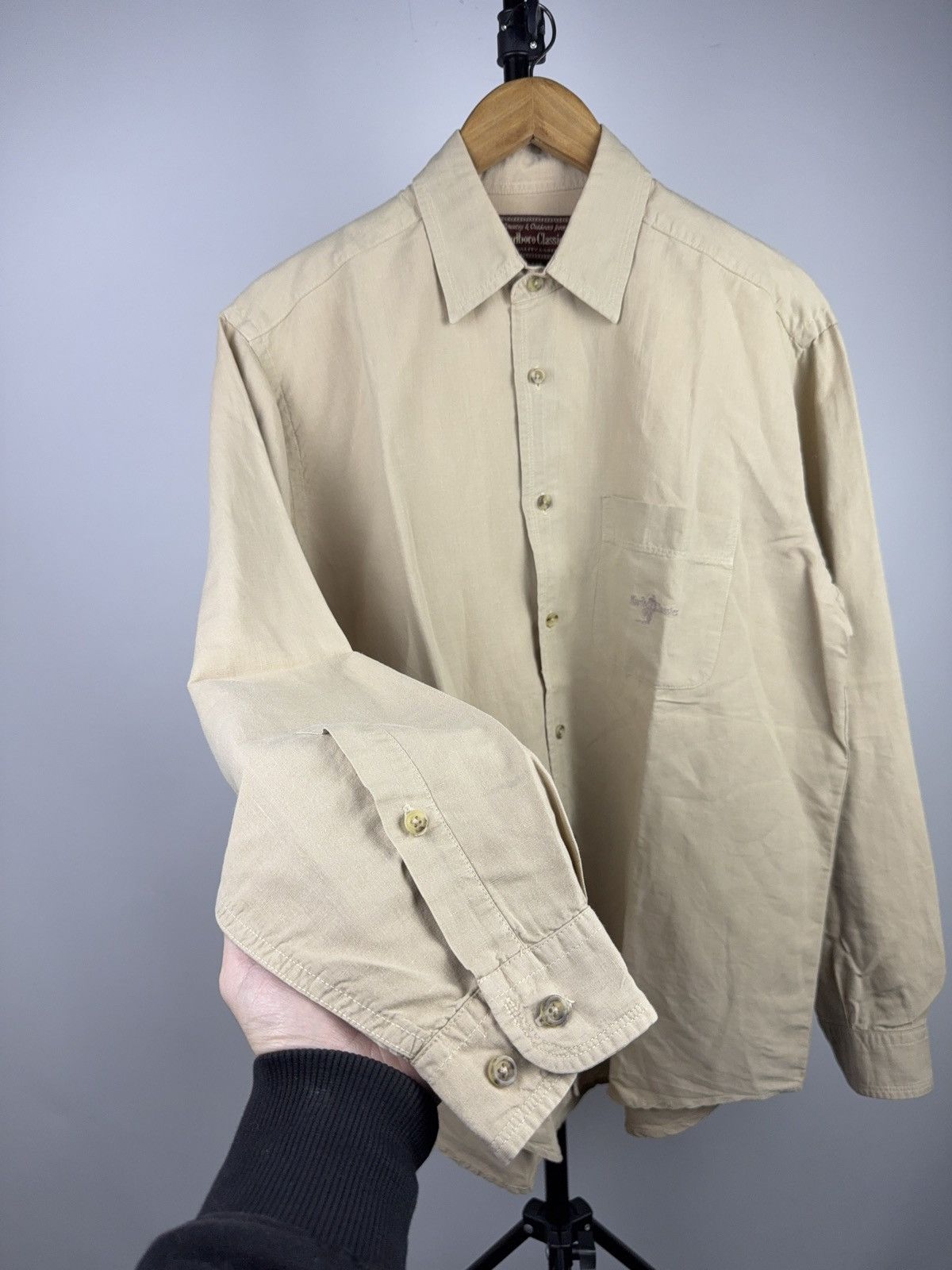 Marlboro Classics 90s Marlboro Classics Beige Linen Work Shirt Vintage L Size US L / EU 52-54 / 3 - 2 Thumbnail