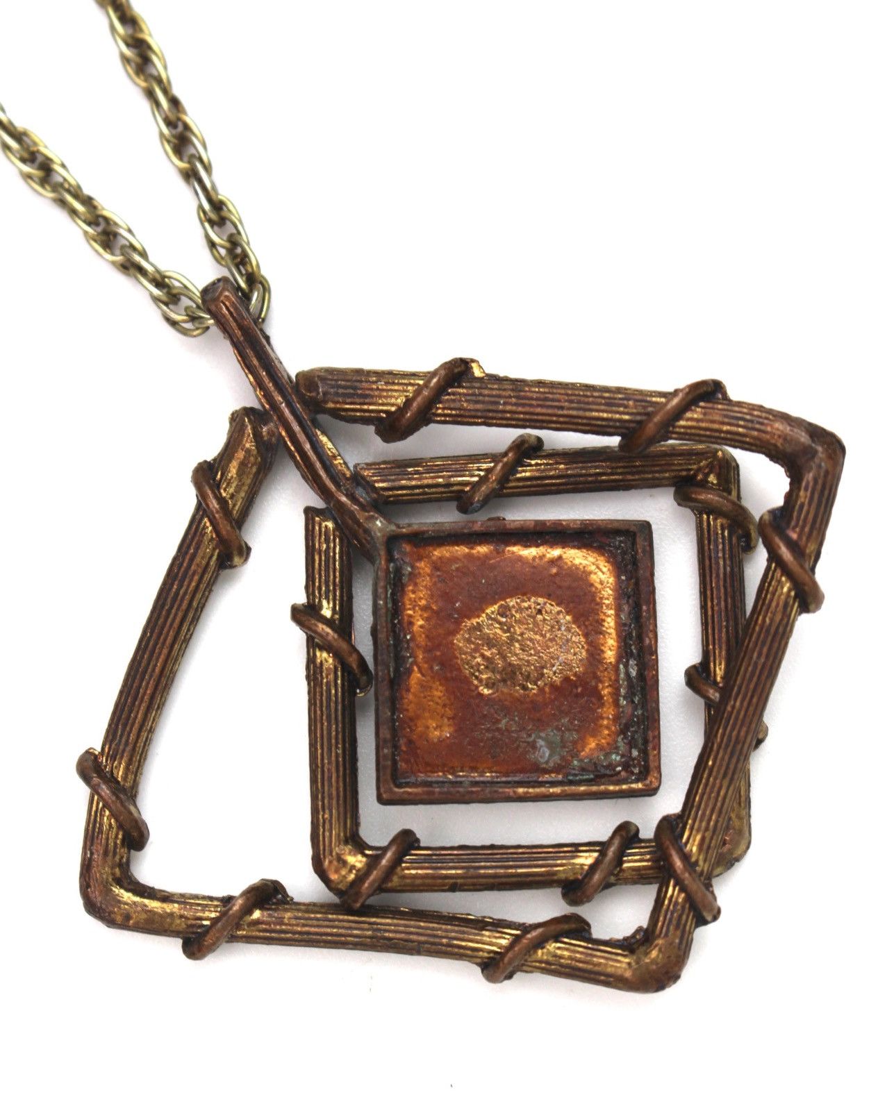 Vintage 2000S JAPANESE MADE MODERNIST ARCHITECTURAL COPPER NECKLACE Size ONE SIZE - 3 Thumbnail