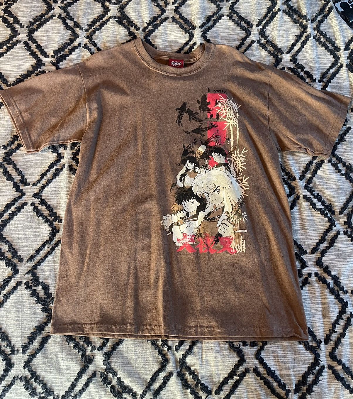 image of Inuyasha Vintage Tee Y2K Size Large in Brown, Men's