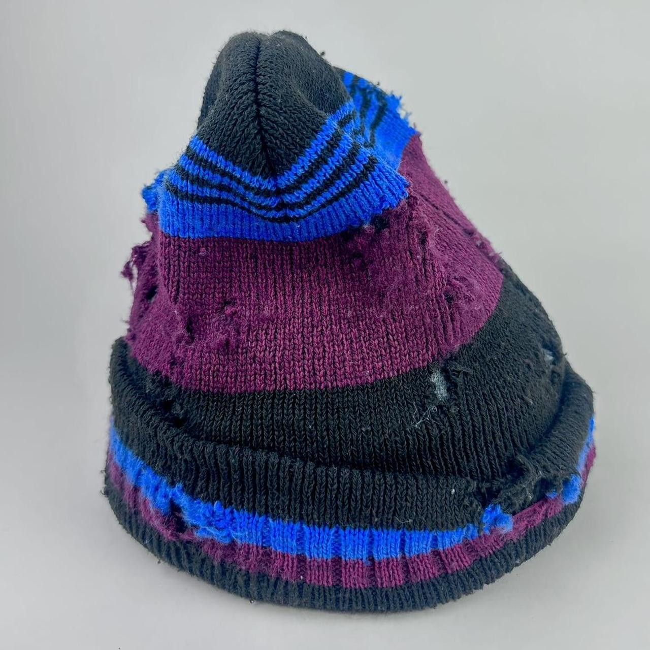 Other ASTROBOI* Burgundy/Black/Blue Striped Grunge Beanie Size ONE SIZE - 2 Thumbnail