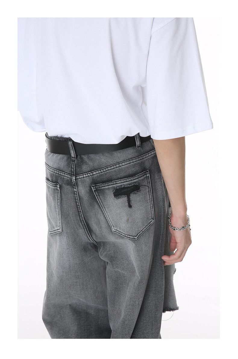 Japanese Brand × Jean American high street hip hop straight ripped jeans Size US 33 - 6 Thumbnail
