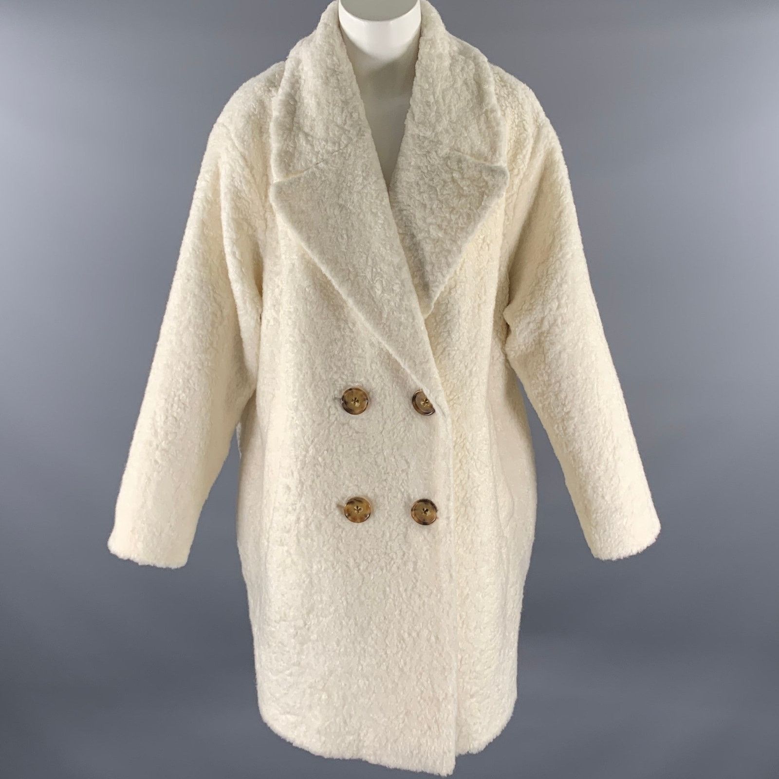 Kate Spade KATE SPADE Size XL Cream Acrylic Blend Faux Fur Peacoat Size XL / US 12-14 / IT 48-50 - 1 Thumbnail