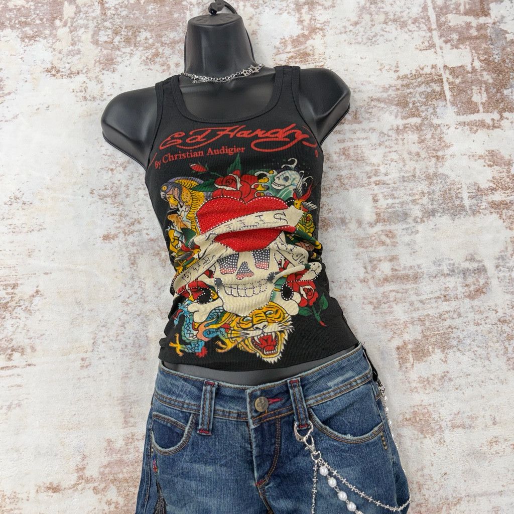 Ed Hardy 2000s Vintage Ed Hardy by Christian Audigier Tank Tops L Size L / US 10 / IT 46 - 3 Thumbnail