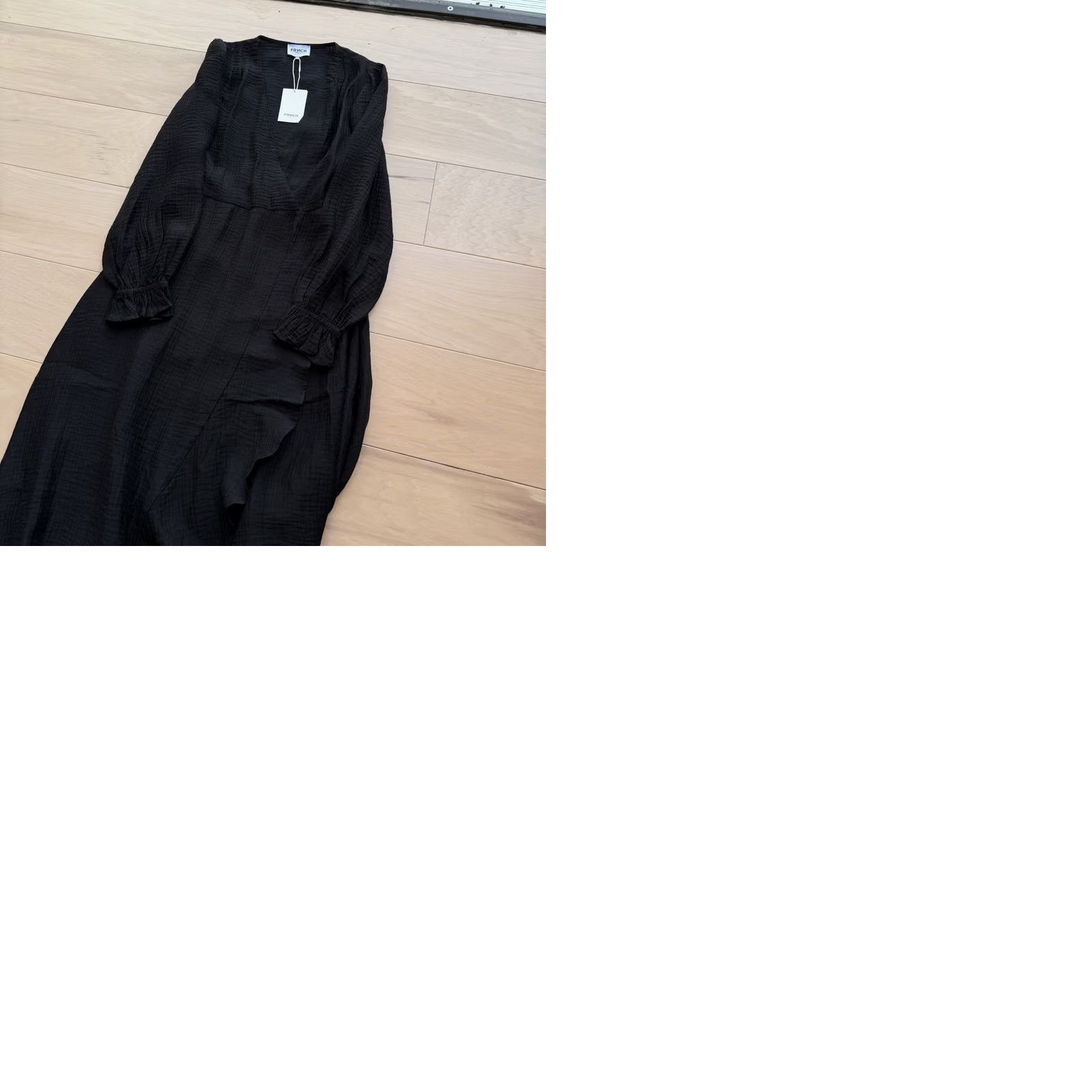 Vintage Frnch Paris Taisy Woven Dress XS Black Maxi Sundress Puff Sleeve V-Neck NWT New York Designer Boho Summer Glam Casual Party/Cocktail Women XS Size XS / US 0-2 / IT 36-38 - 9 Thumbnail