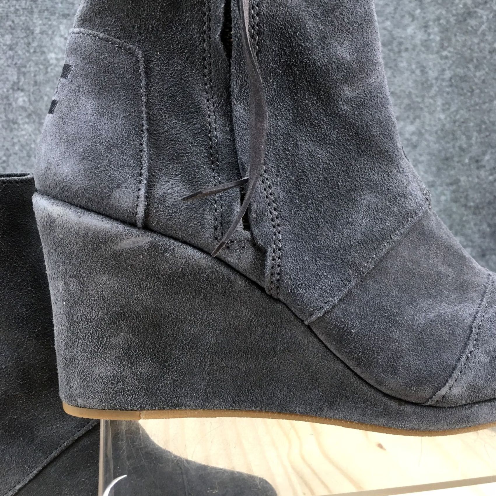 Toms Toms Boots Womens 10 Gray Desert Lace Up Wedge Ankle Bootie Suede Casual 300515 Size US 10 / IT 40 - 5 Thumbnail
