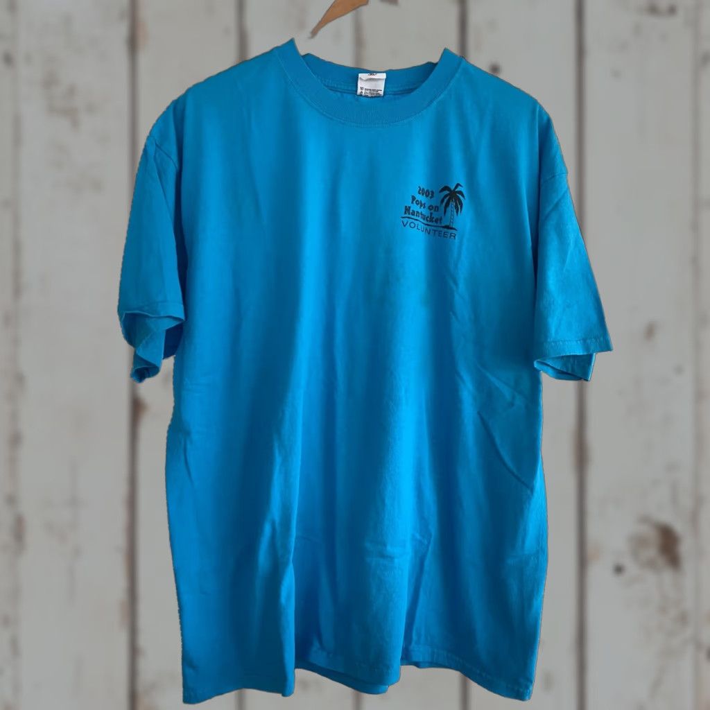 Anvil VINTAGE 2003 Pops On Nantucket Volunteer Shirt Teal Blue XL Boston Concert T-Shirt Men Short Sleeve Crew Neck Cotton Size US XL / EU 56 / 4 - 1 Thumbnail