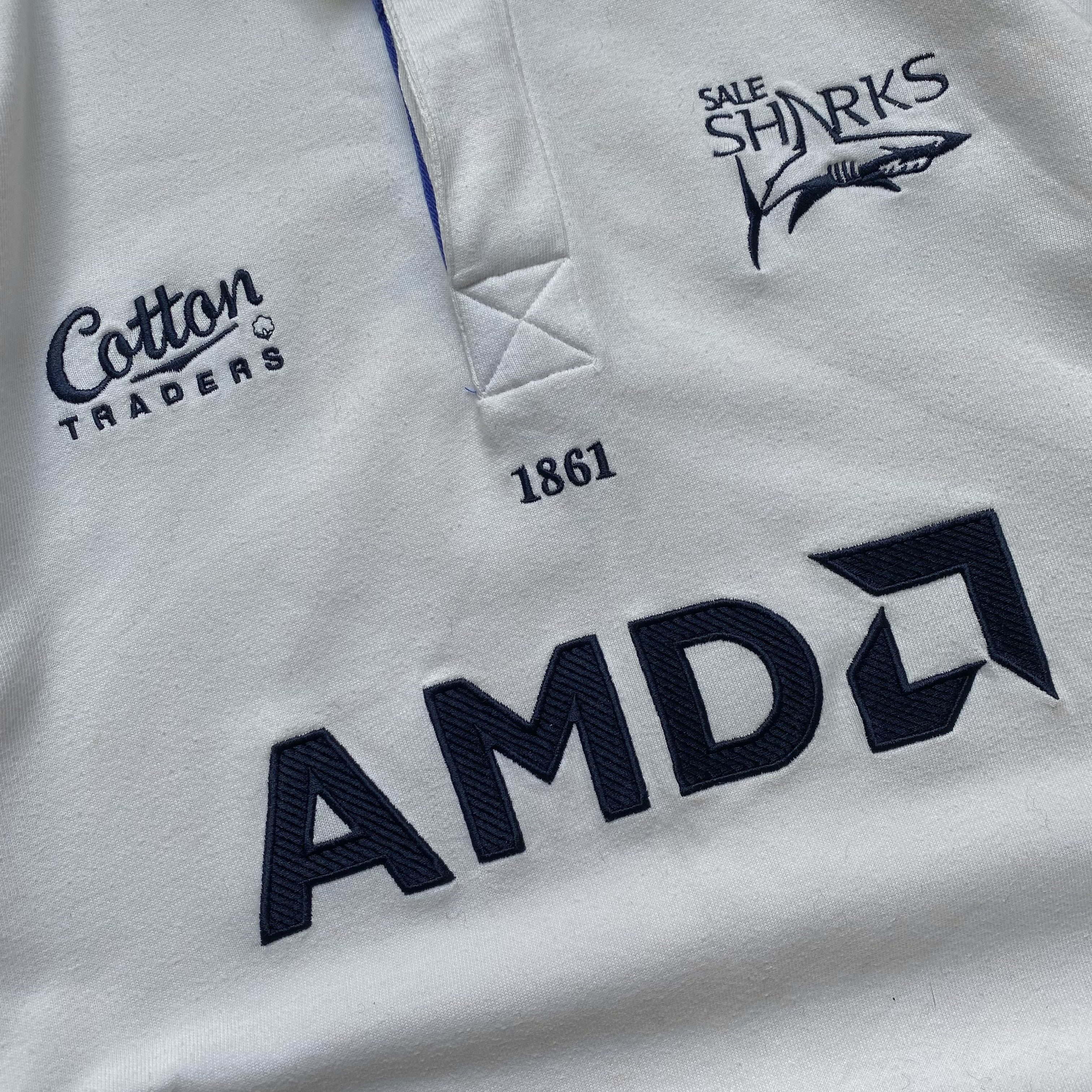 Cotton Traders 🦈 Vintage 90s Sale Sharks AMD jersey Rugby Shirt Heavy Size US XXL / EU 58 / 5 - 4 Thumbnail