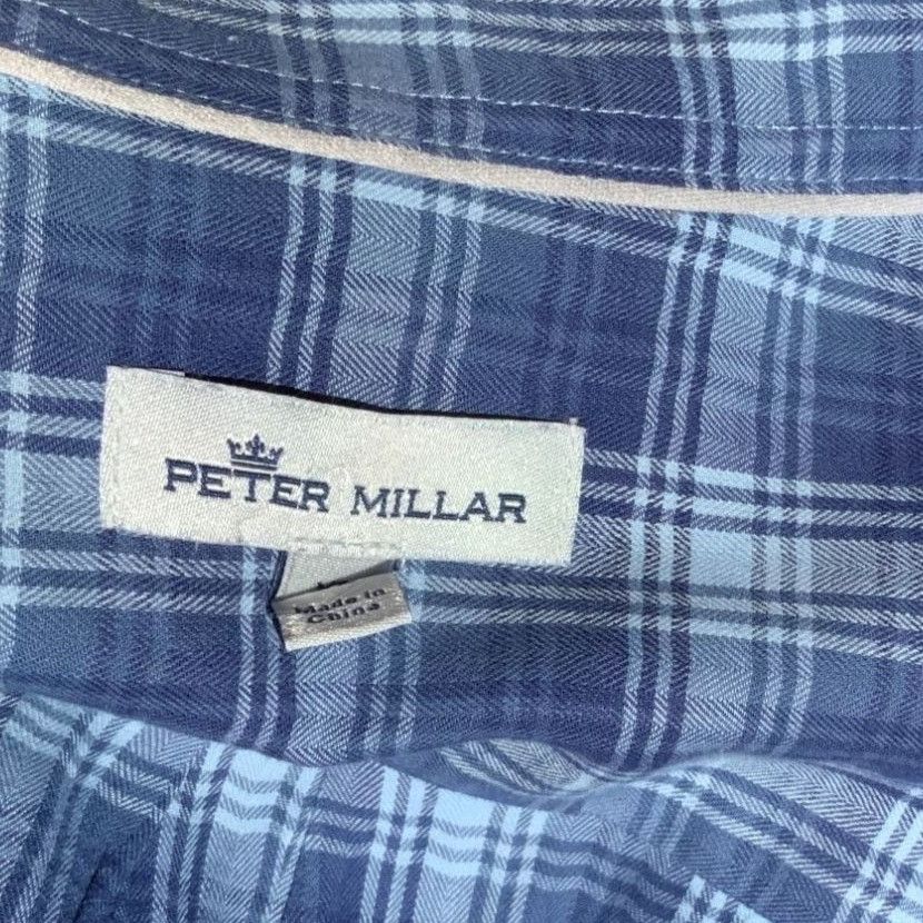 Peter Millar Peter Millar Designer Mens Blue Plaid Long Sleeve Shirt XL Size US XL / EU 56 / 4 - 4 Thumbnail