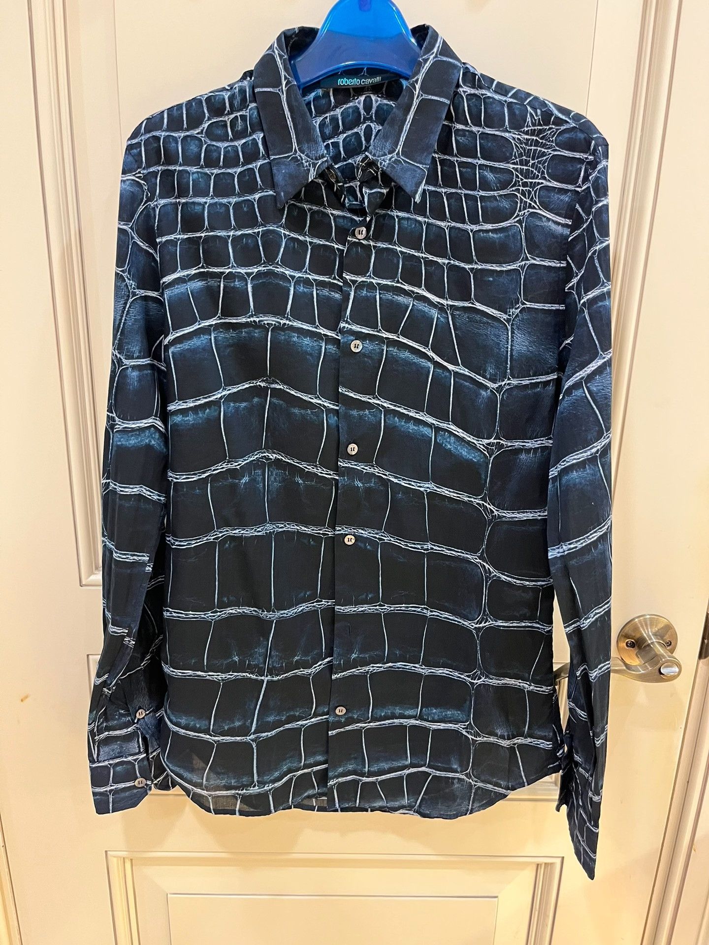 Roberto Cavalli Roberto Cavalli Crocodile Print Cotton Shirt Size US M / EU 48-50 / 2 - 1 Thumbnail