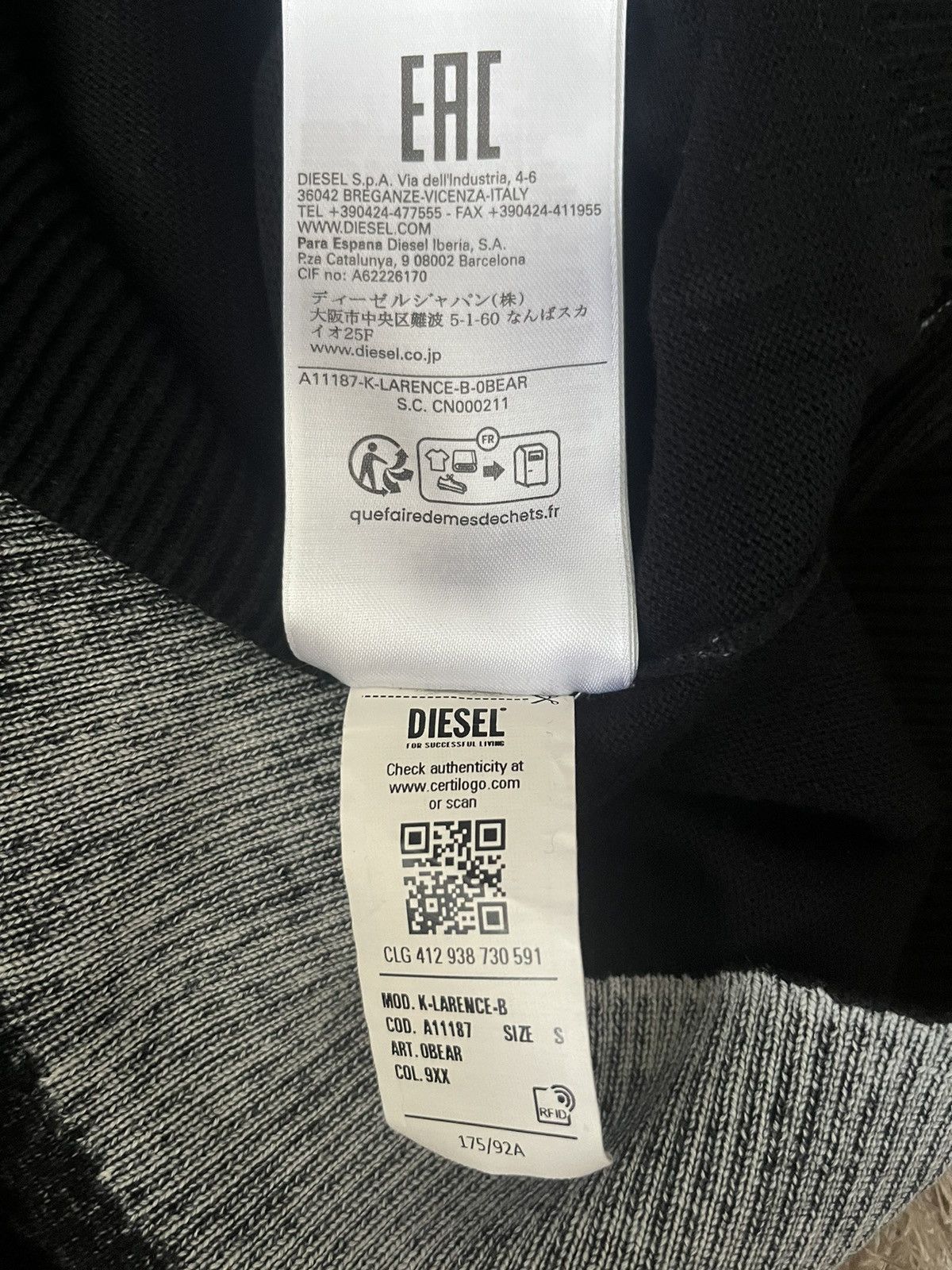 Diesel Diesel Black Sweater Size US S / EU 44-46 / 1 - 7 Thumbnail