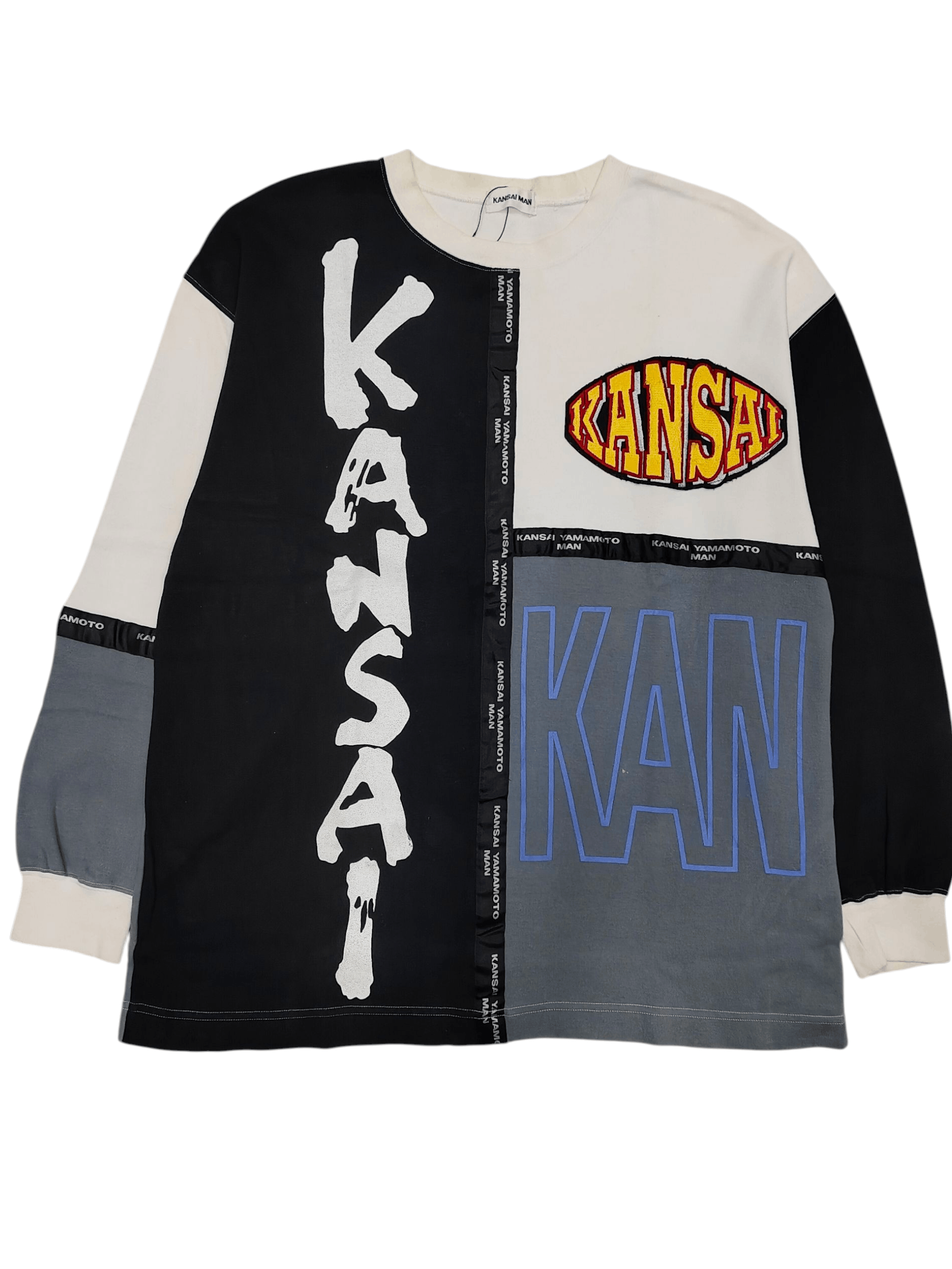 Kansai Yamamoto 90s Kansai Man Archive Patchwork Logo Tape Graphic Sweatshit Size US M / EU 48-50 / 2 - 1 Thumbnail