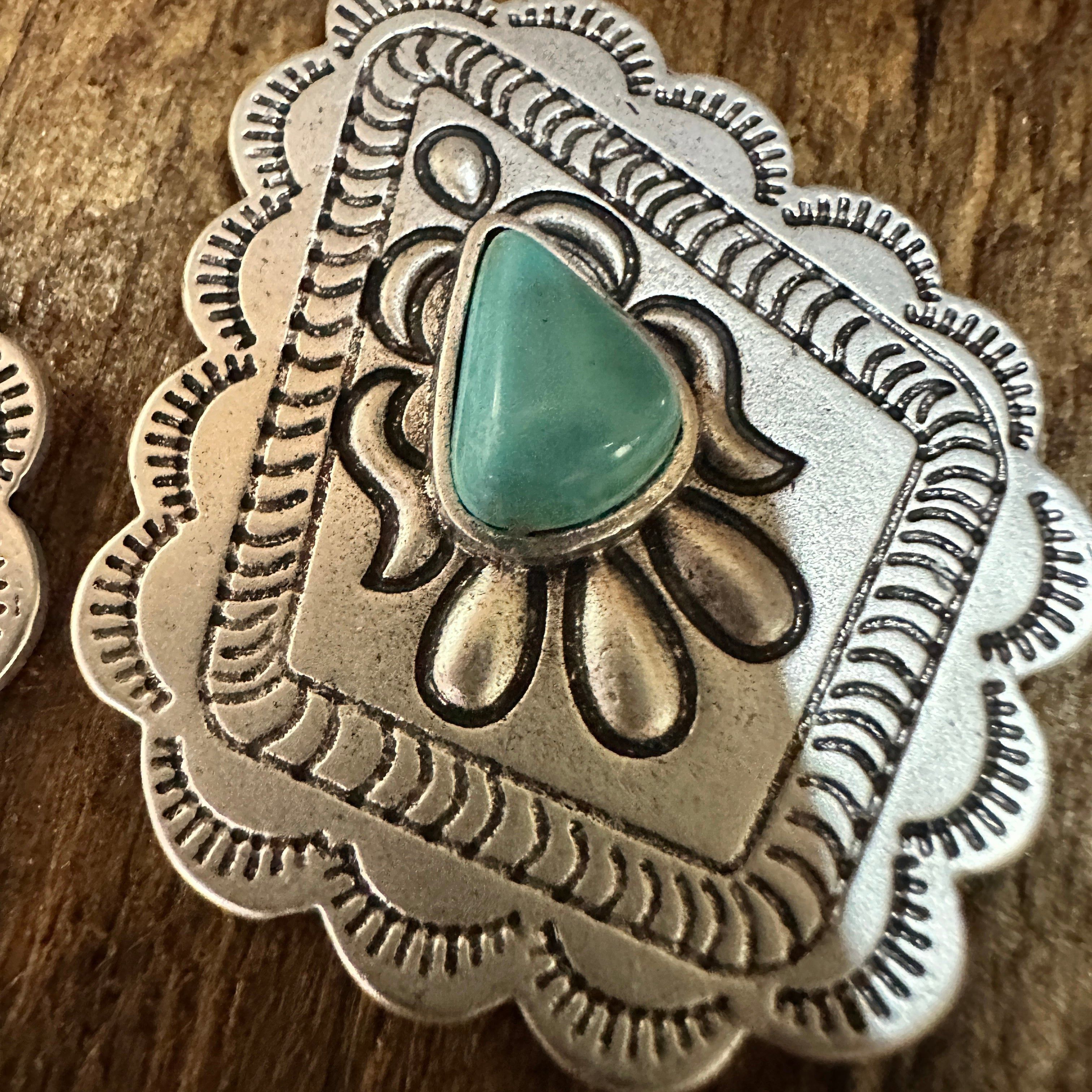 Other 721034 Concho Turquoise Earrings - 2 Inch Long Beauty Size ONE SIZE - 8 Thumbnail