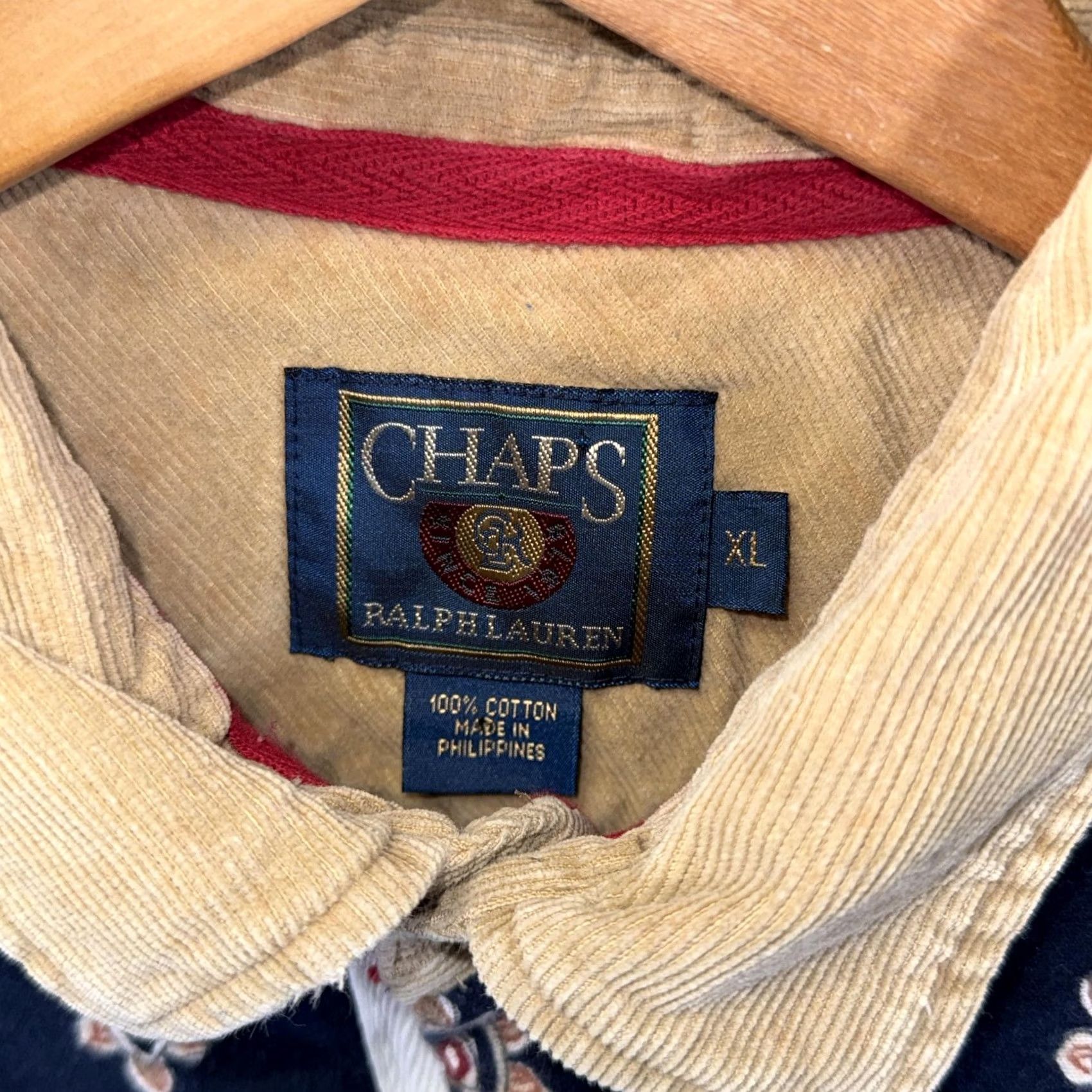 Chaps Chaps Ralph Lauren Shirt Women’s XL Navy Corduroy Collar Paisley Long Sleeve Polo Button Placket Size XL / US 12-14 / IT 48-50 - 5 Thumbnail