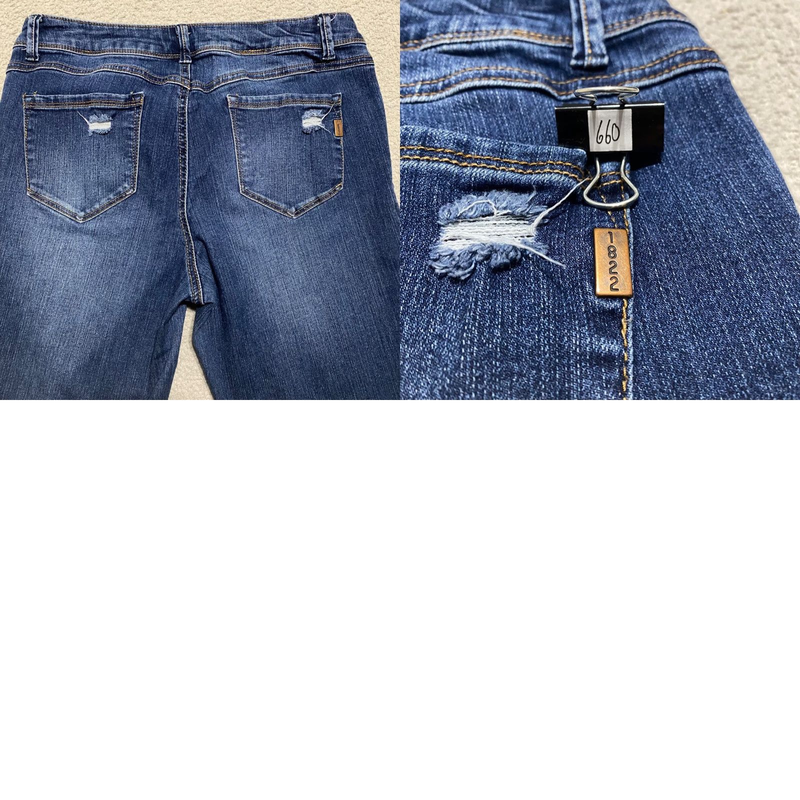 Vintage 1822 Denim Jeans Blue Medium Wash 10 Womens Skinny Mid Rise Distressed 27in Inseam 5-Pocket Regular Size 32" / US 10 / IT 46 - 9 Thumbnail