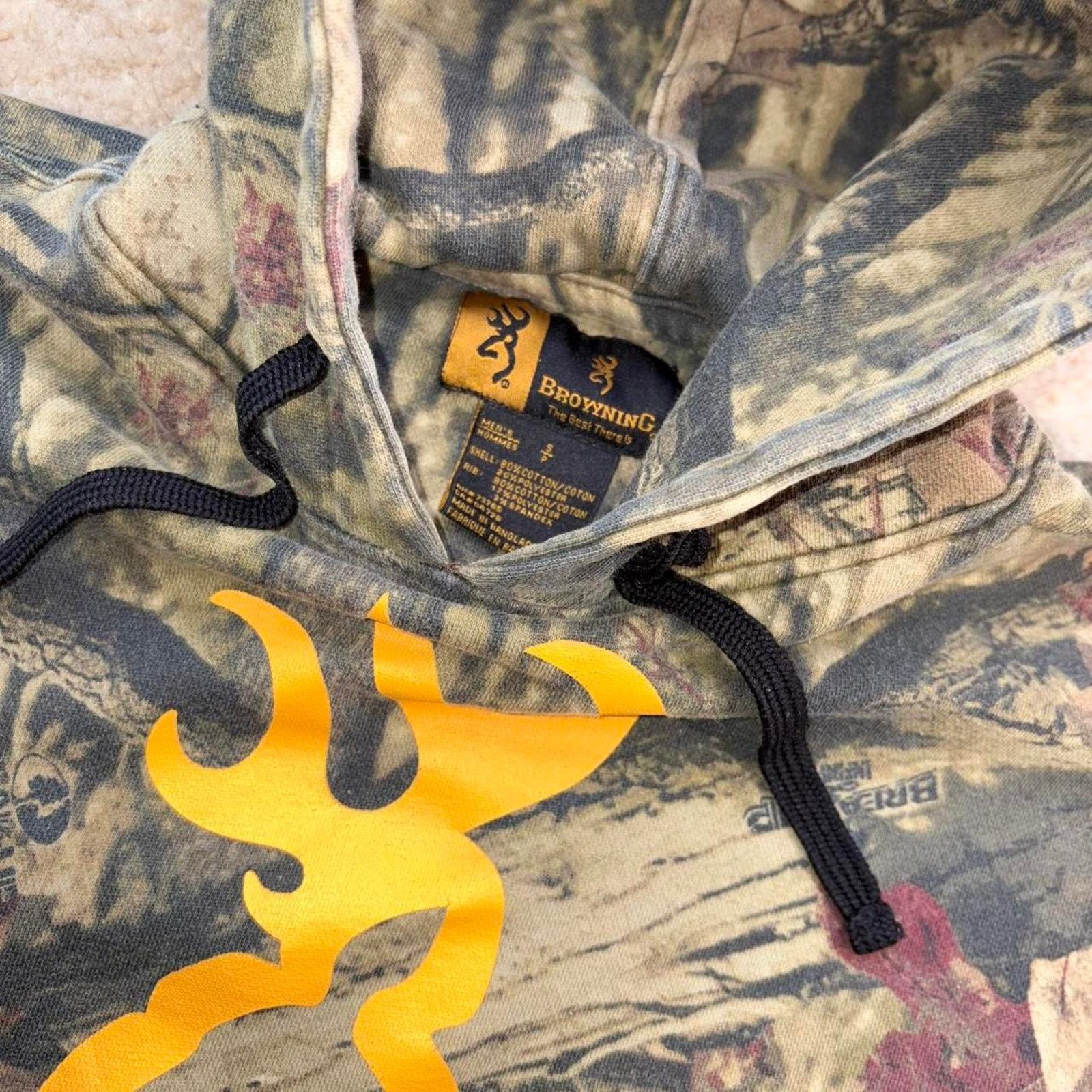 & Other Stories Y2K Camo / Yellow Deer Logo Browning Pullover Hoodie Size US S / EU 44-46 / 1 - 2 Thumbnail