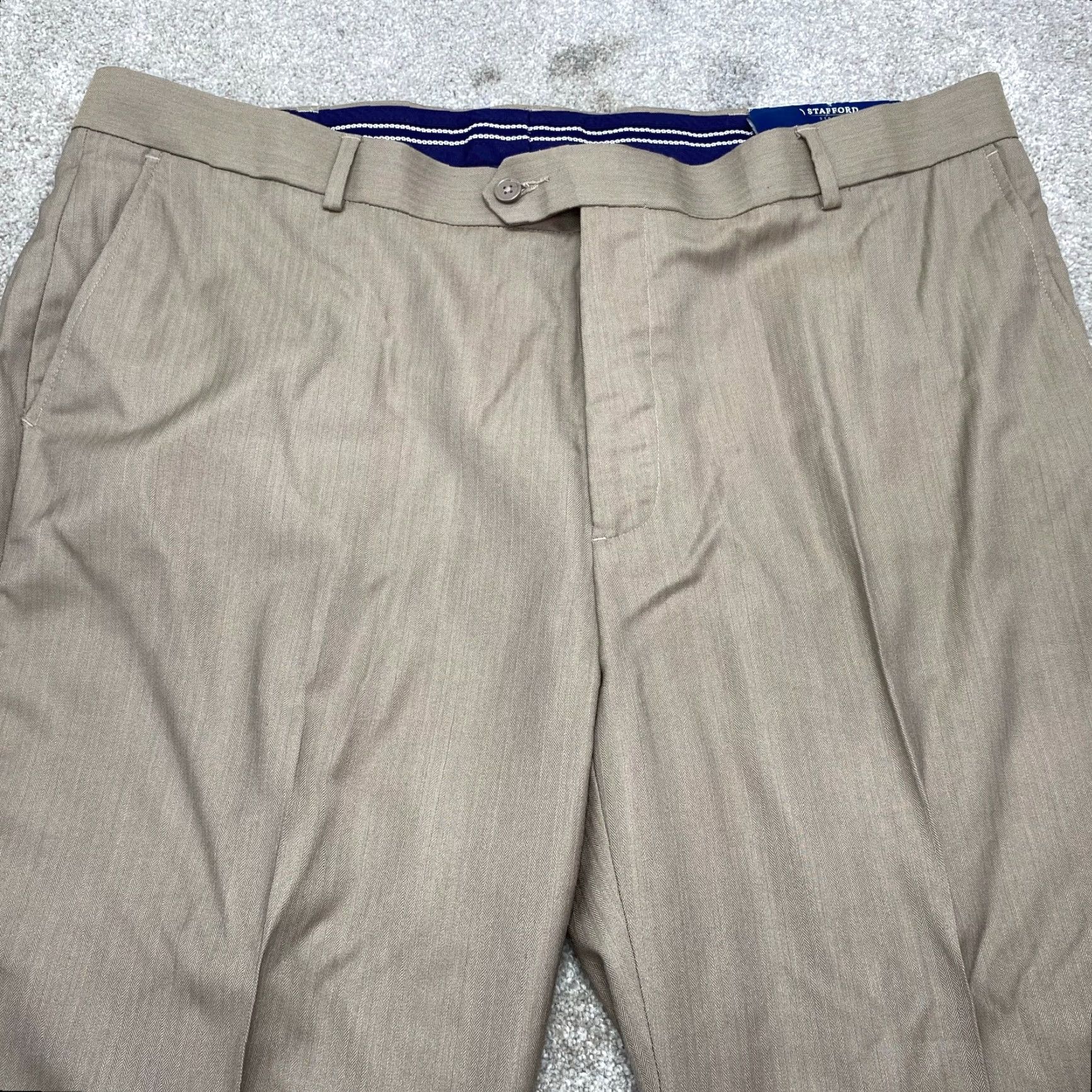 Stafford Stafford Signature Sportswear Pants Men 42x25 Taupe Flat Front Dress Pants Slim Straight NWT Stafford Size US 42 / EU 58 - 3 Thumbnail