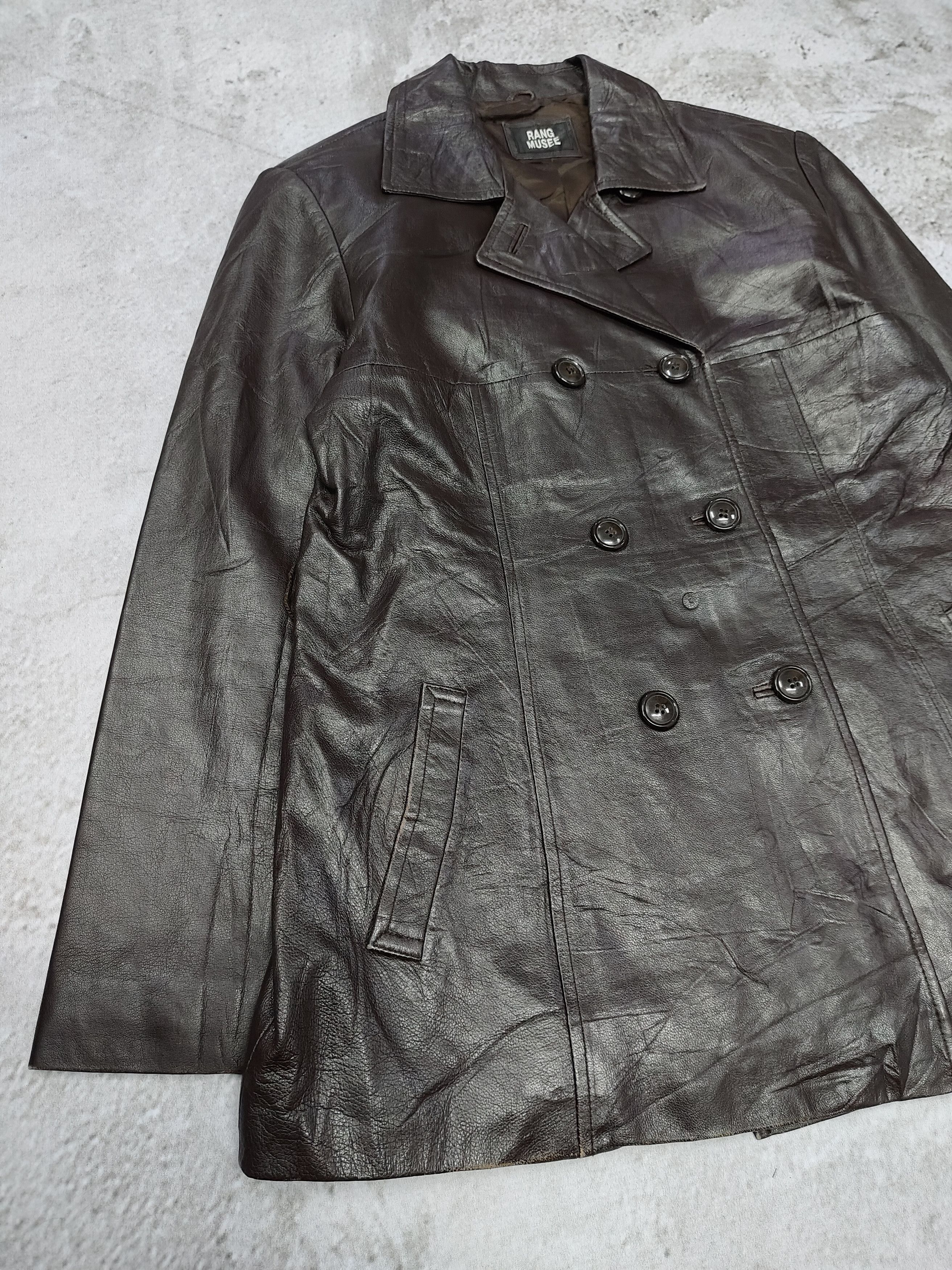 Japanese Brand 00s Rang Musee- Double Breasted Sheepskin Leather Peacoat Size L / US 10 / IT 46 - 6 Thumbnail