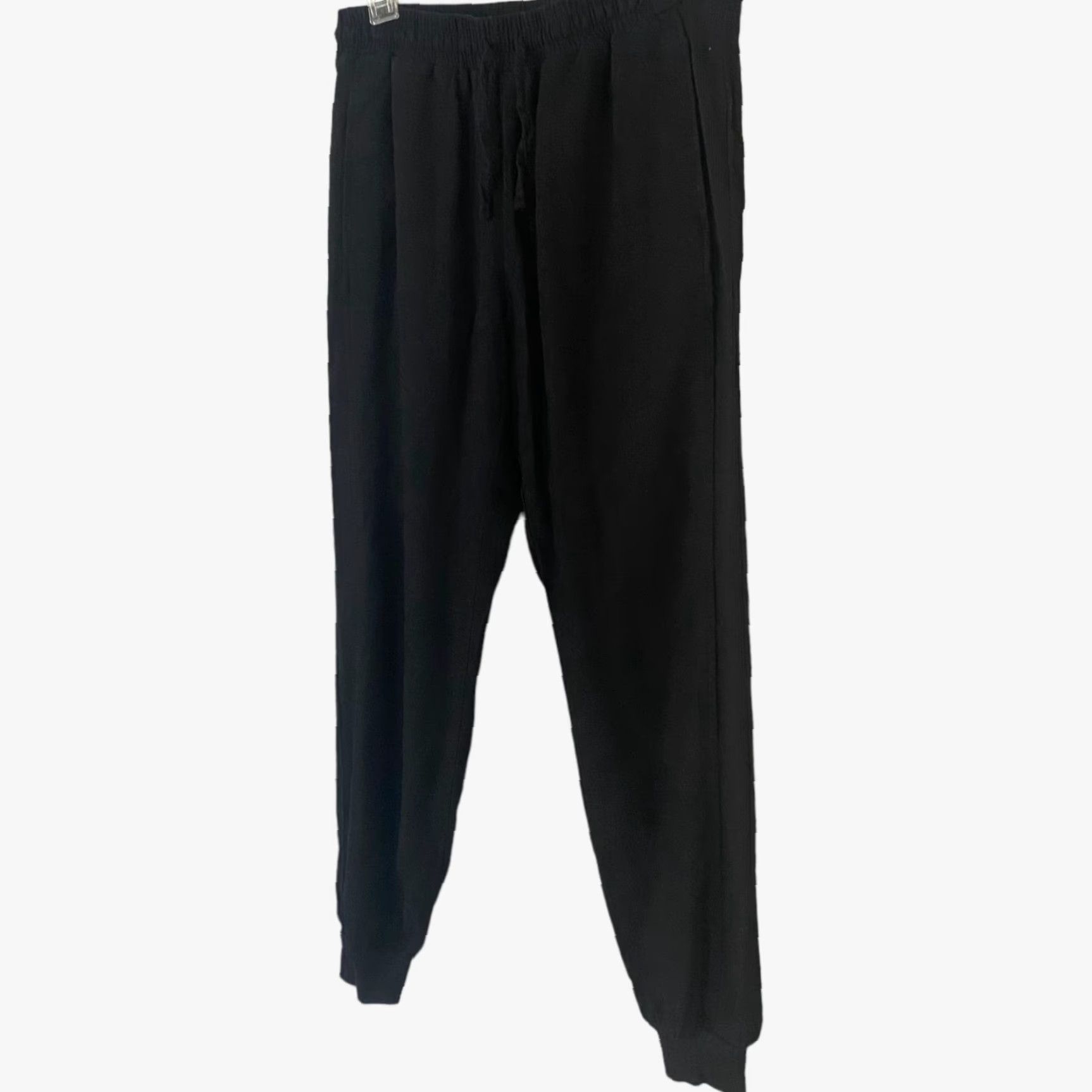 Vintage Love Tree Linen Blend Jogger Pants Drawstring Waist Women's Small Black Comfort Size 28" / US 6 / IT 42 - 2 Thumbnail