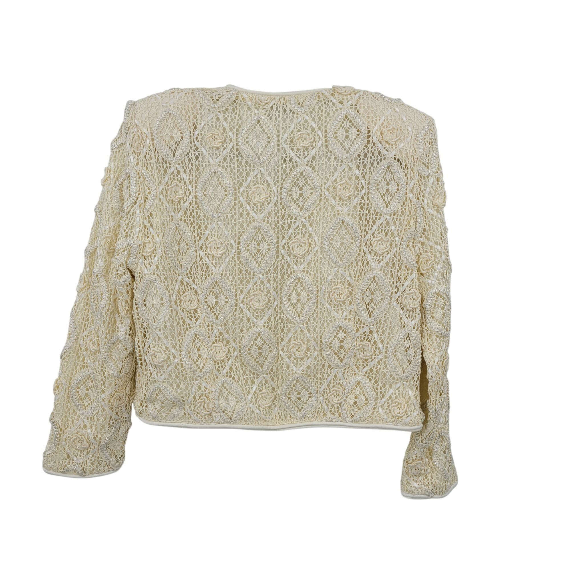 Vintage Vintage Handcrafted Formal Crochet Bolero Jacket M Vanilla O Size M / US 6-8 / IT 42-44 - 2 Thumbnail
