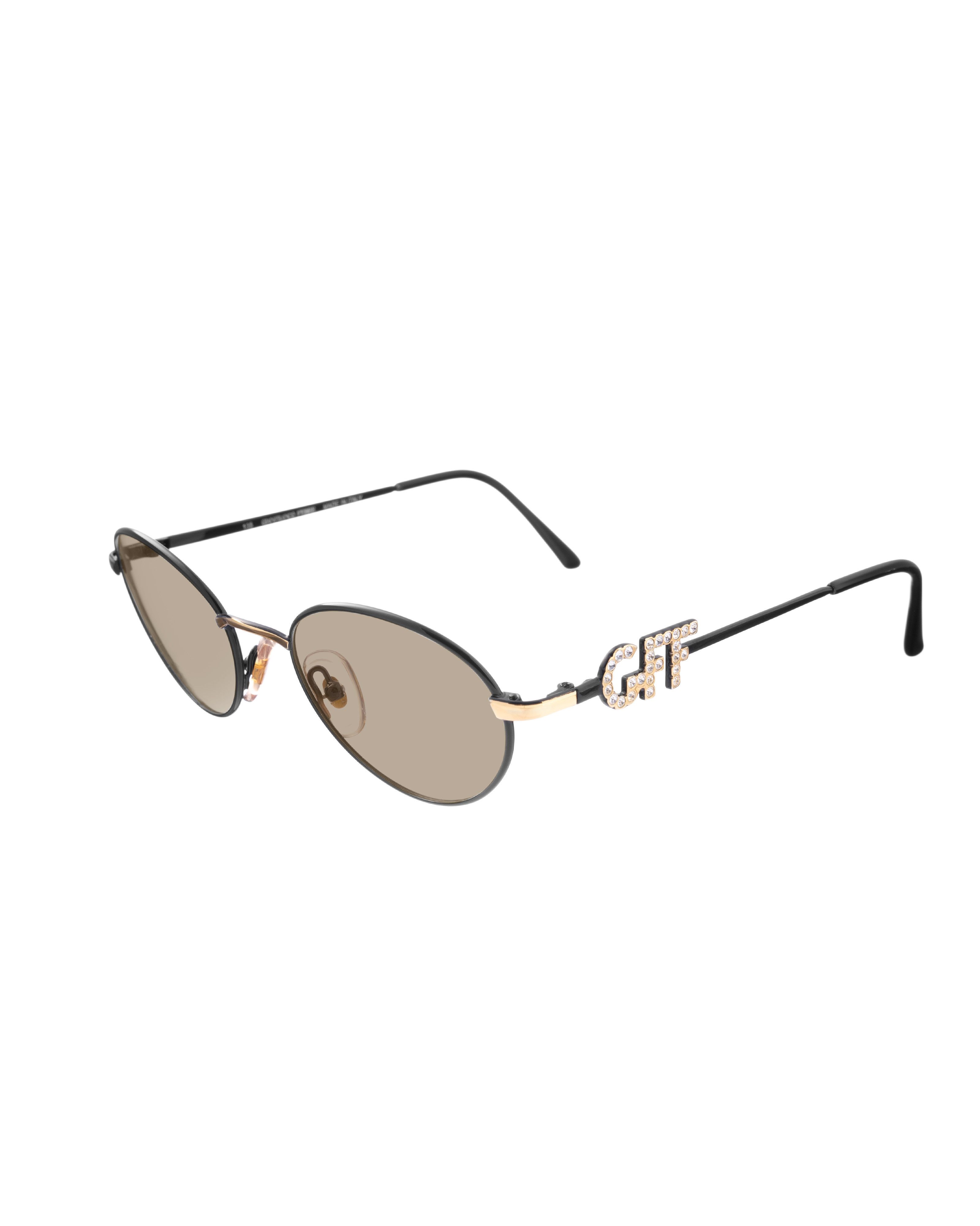 Gianfranco Ferre Gianfranco Ferre 00s Black Oval Sunglasses with Crystals Size ONE SIZE - 3 Thumbnail