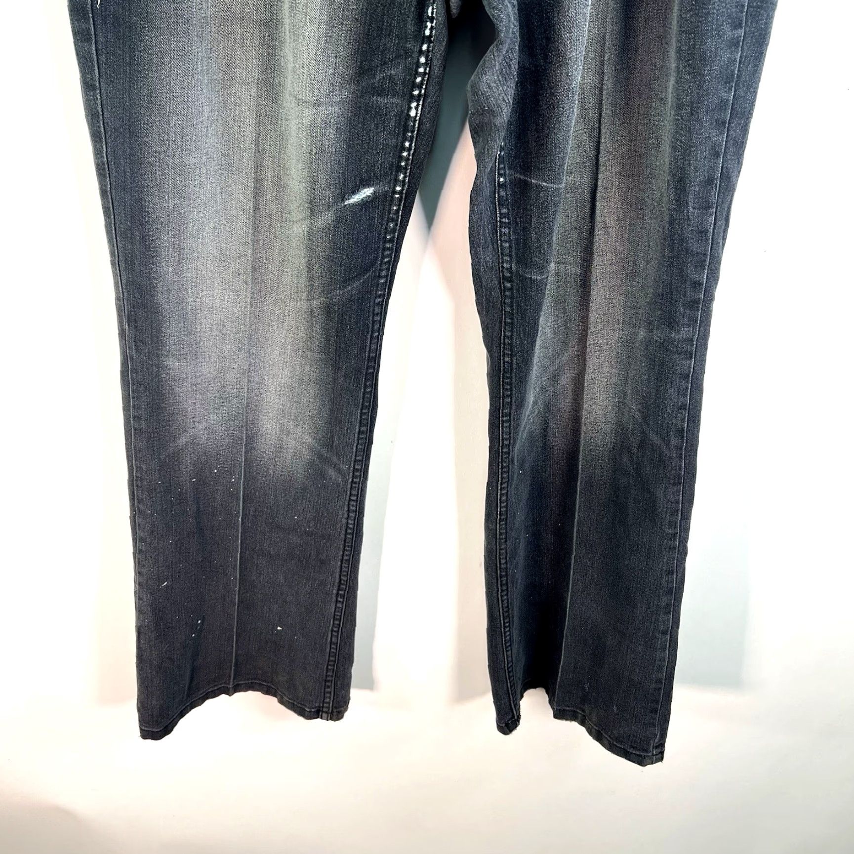Denime Vintage Crest Jeans Flared Trousers Womens Size 16 Black Embroidered Denim 90s Size 38" / US 16 / IT 52 - 4 Thumbnail