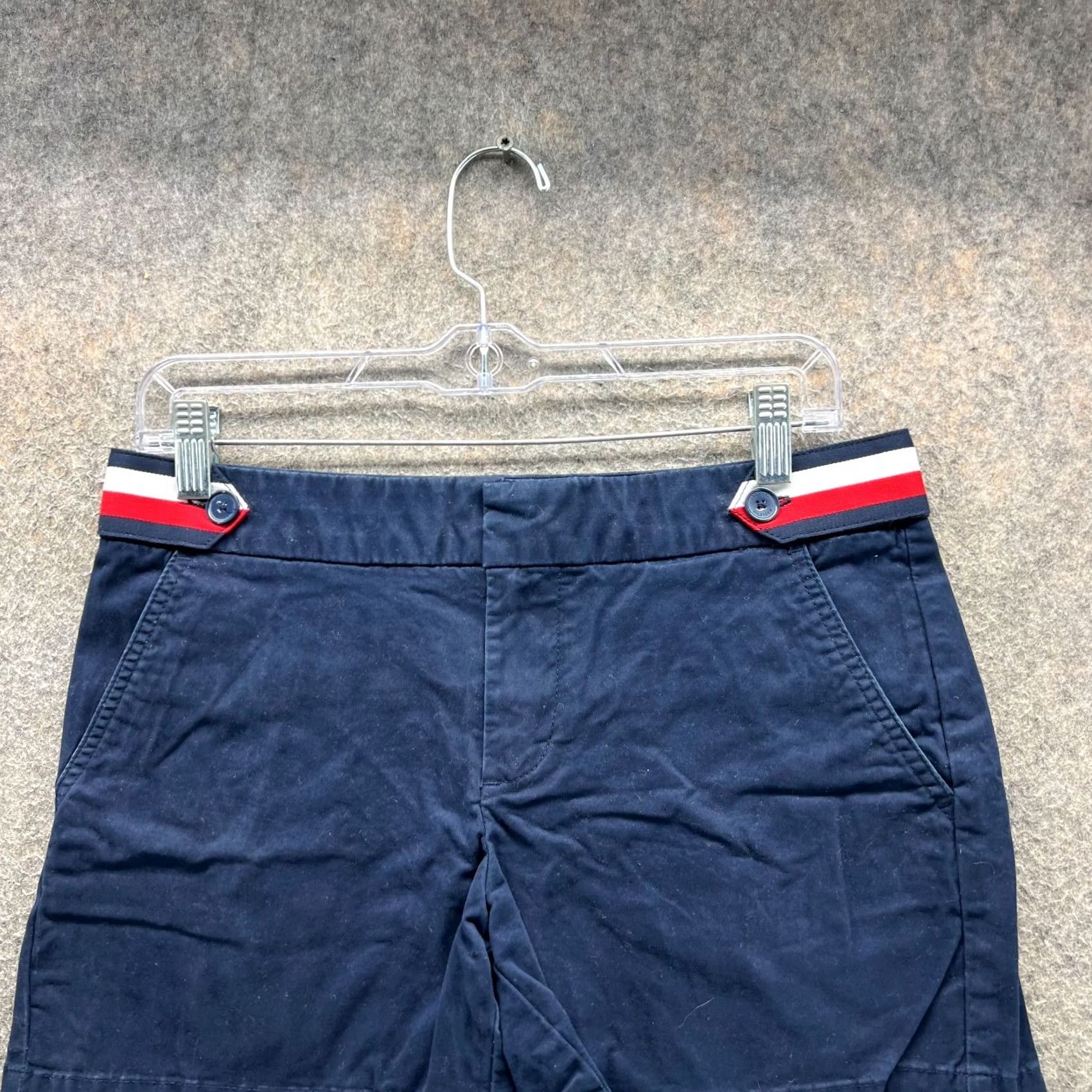 Tommy Hilfiger Tommy Hilfiger Shorts Womens 4 Blue Navy Red Chino Flat Front Classic Canvas Casual Summer Beach Size 27" / US 4 / IT 40 - 7 Thumbnail