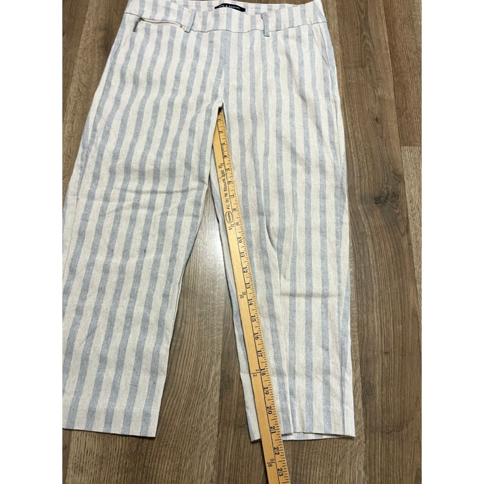 Vintage Zac & Rachel Pants Women's 8 Capris Pull On Striped Blue White Casual Size 30" / US 8 / IT 44 - 6 Thumbnail